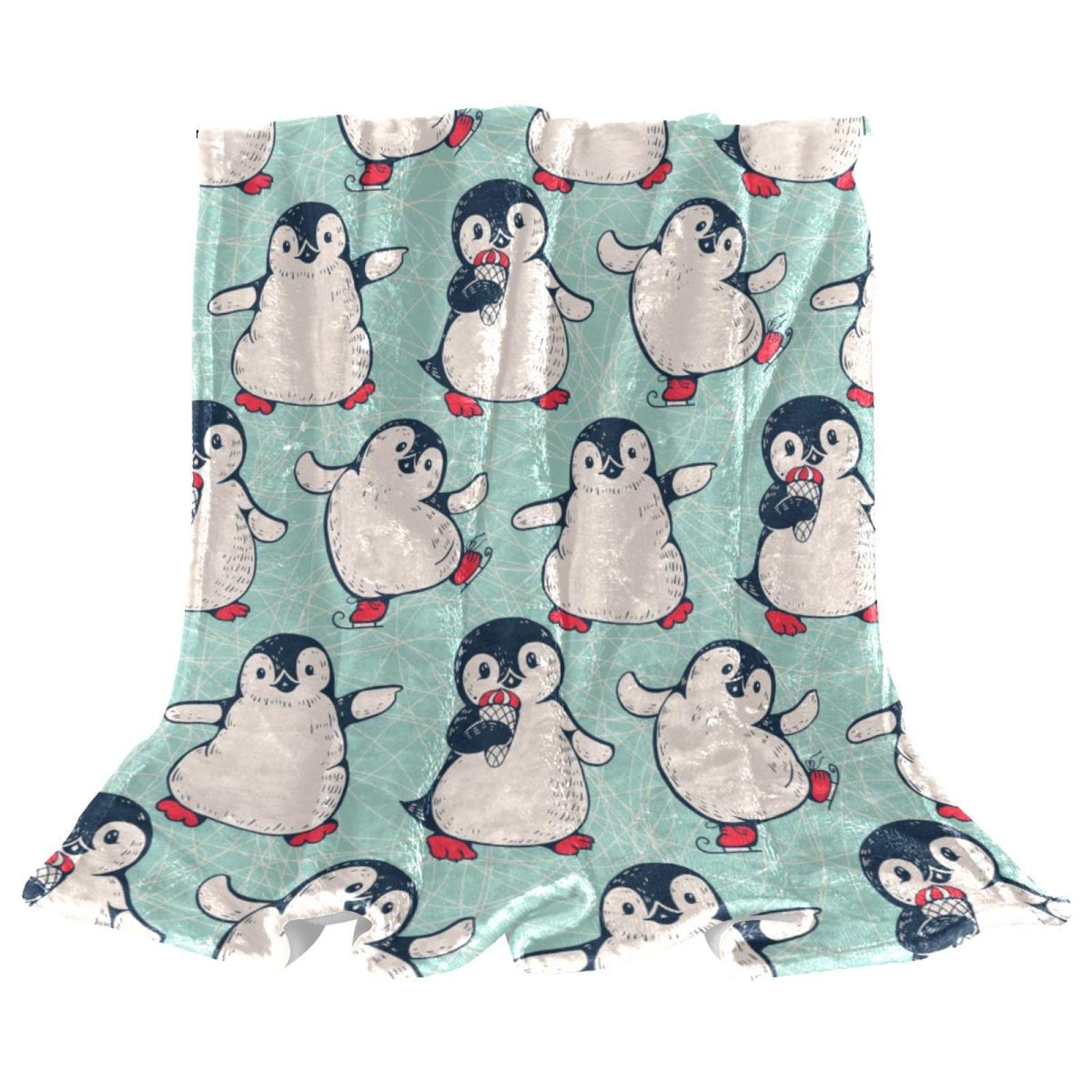 Couverture polaire pingouin mignon plaid peluche canapé jeté de lit doux