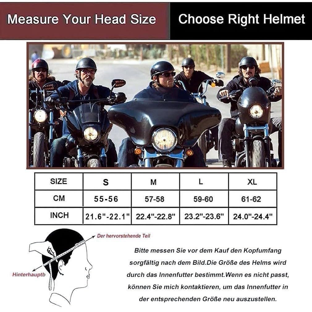 Motorrad Halbhelm Baseballmütze-Helm Halbschalenhelm Mit Gesichtsschutz ECE-Zulassung Bequemes Atmungsaktives Futter Schnellverschluss FüR Erwachsene MäNner Frauen S-XL 55-62CM
