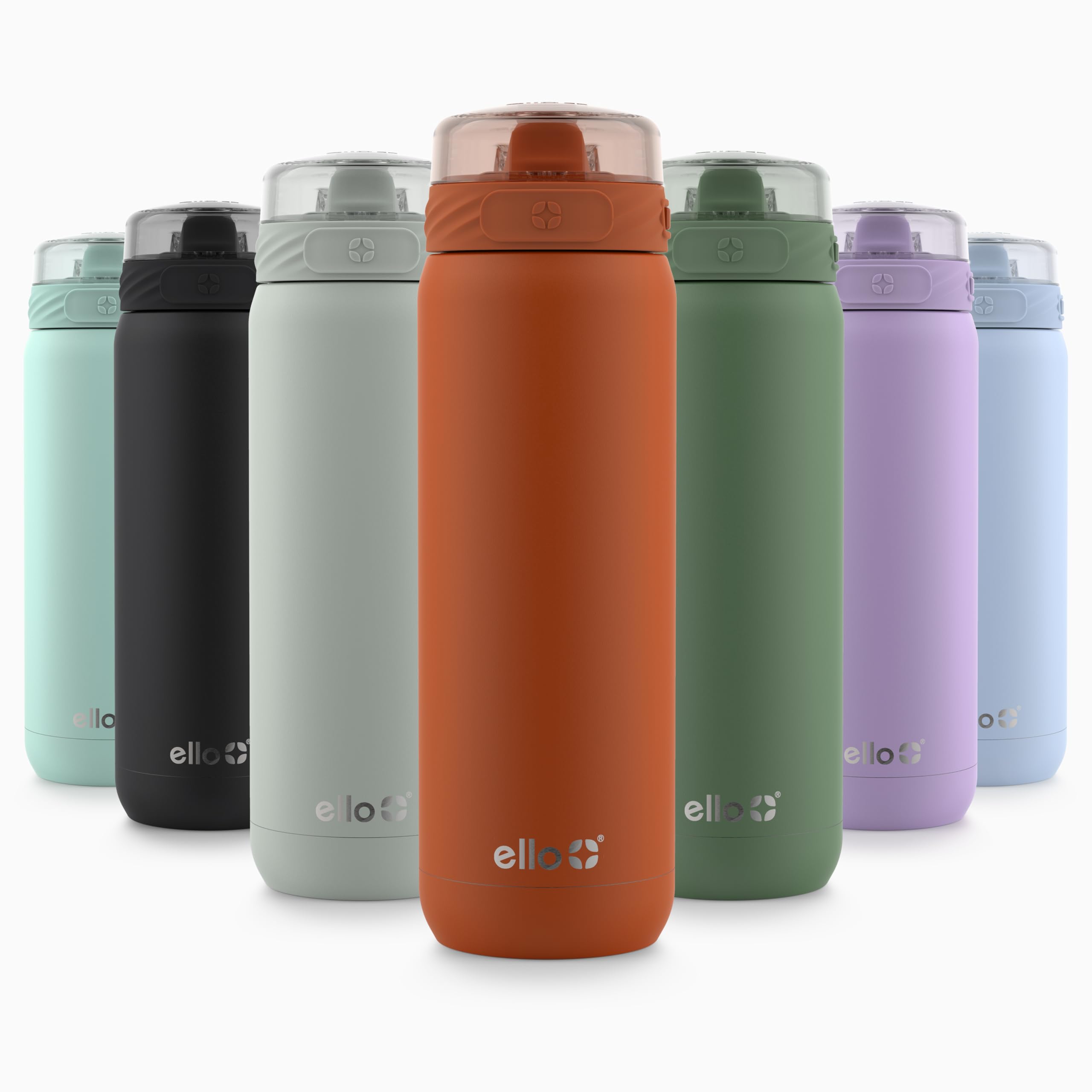 Ello Cooper 22oz Stainless Steel Water Bottle Vacuum Insulated with Straw and Carry Handle, Leak Proof Locking Lid with Soft Silicone Spout, Fits Car Cupholder, Dishwasher Safe, Bonfire