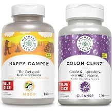 Natural Balance Happy Camper and Colon Clenz Bundle - Feel-Good Mood Support Plus Herbal Colon Cleanse and Detox - 75/150 Servings, 150/150 VegCaps