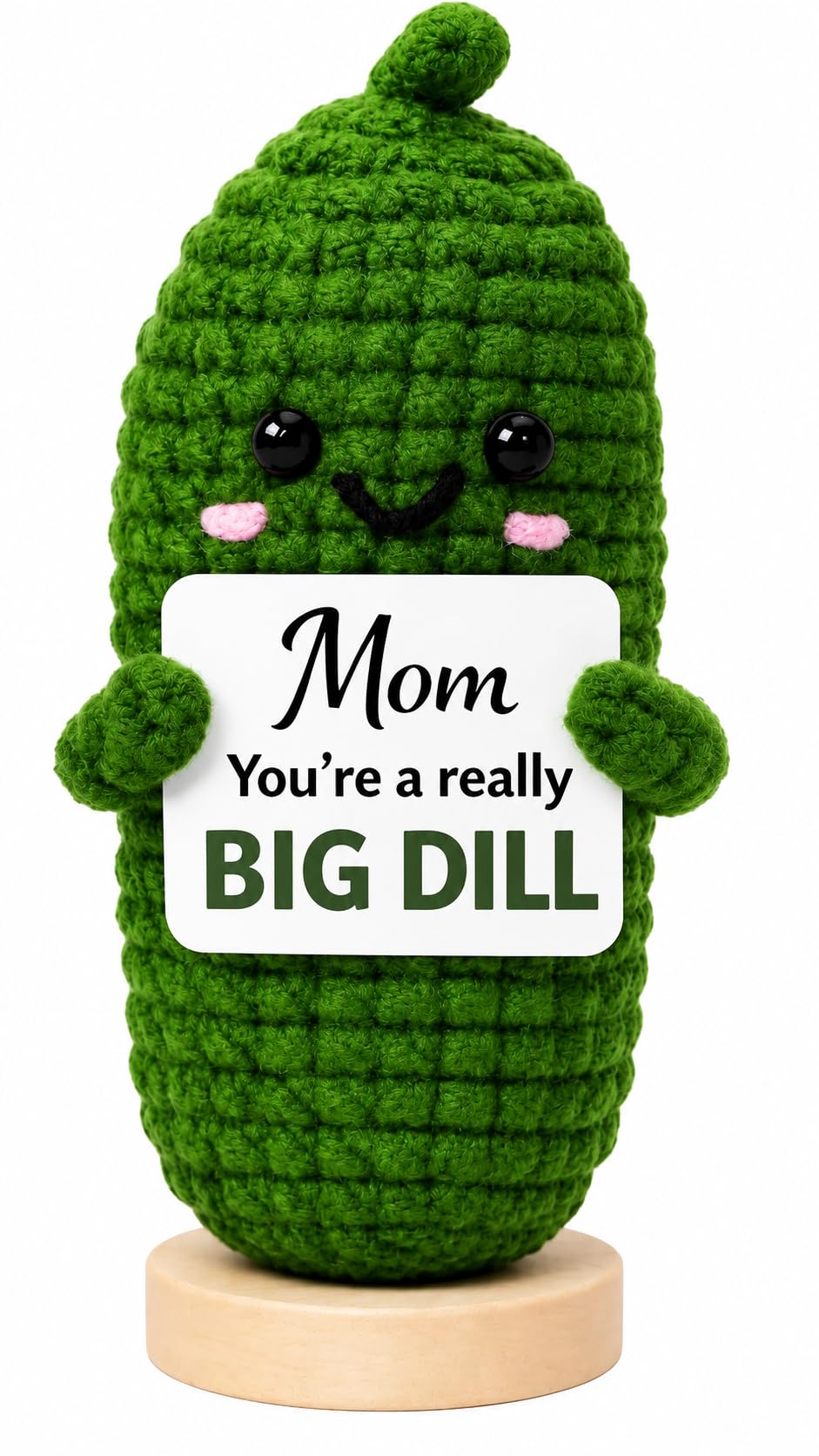 Emotional Support Pickle Crochet with Stand. Handmade Positive Pickle Gift for Women, Friends, Family, Co Workers. Birthday Gifts. Best Friends (Mom Pickle)