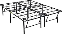 Amazon Basics Full Size Foldable Metal Bed Frame with Underbed Storage, 18" High, Tool-Free Setup, No Box Spring Needed, Black