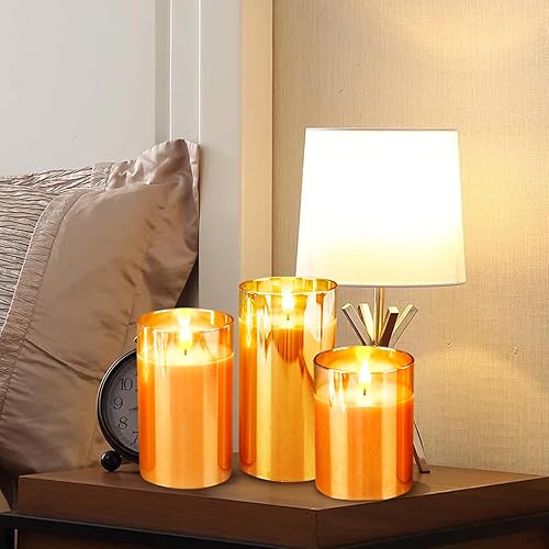 Miniatura 6 de Yinuo Candle Velas LED sin llama parpadeantes, mecha falsa de cera real, llama móvil, pilar sin mecha, velas con temporizador, efecto de vidrio