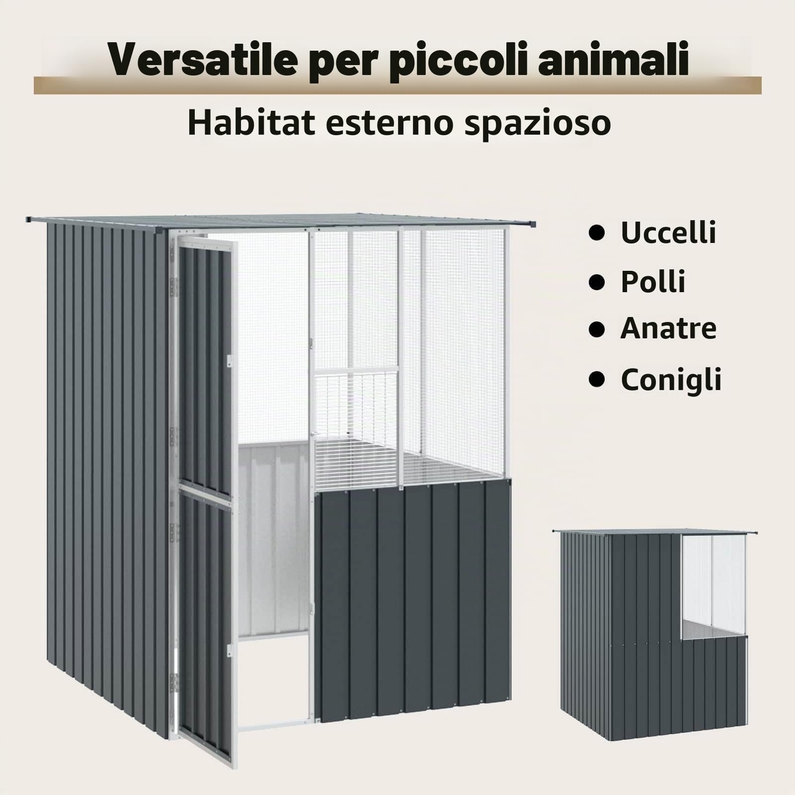 vidaXL Vogelkooi Antraciet 165 x 165 x 200 cm Gegalvaniseerd staal | Sterk genoeg voor buitengebruik, Handig als je meer dan één hebt, Ziet er gaaf uit en is niet reflecterend