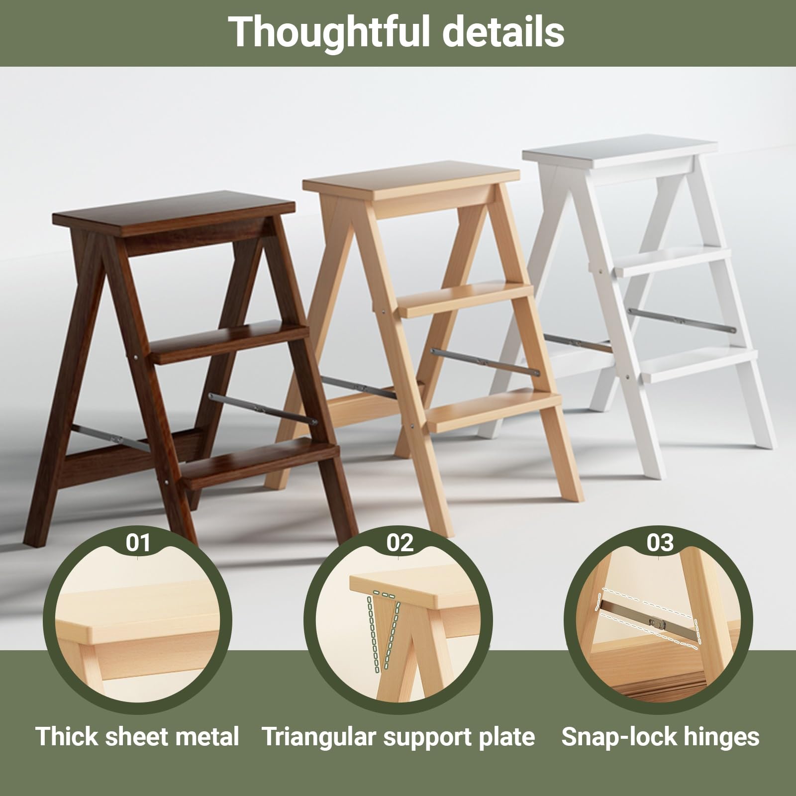taburetes Silla Plegable Retro Multifuncional de 3 escalones