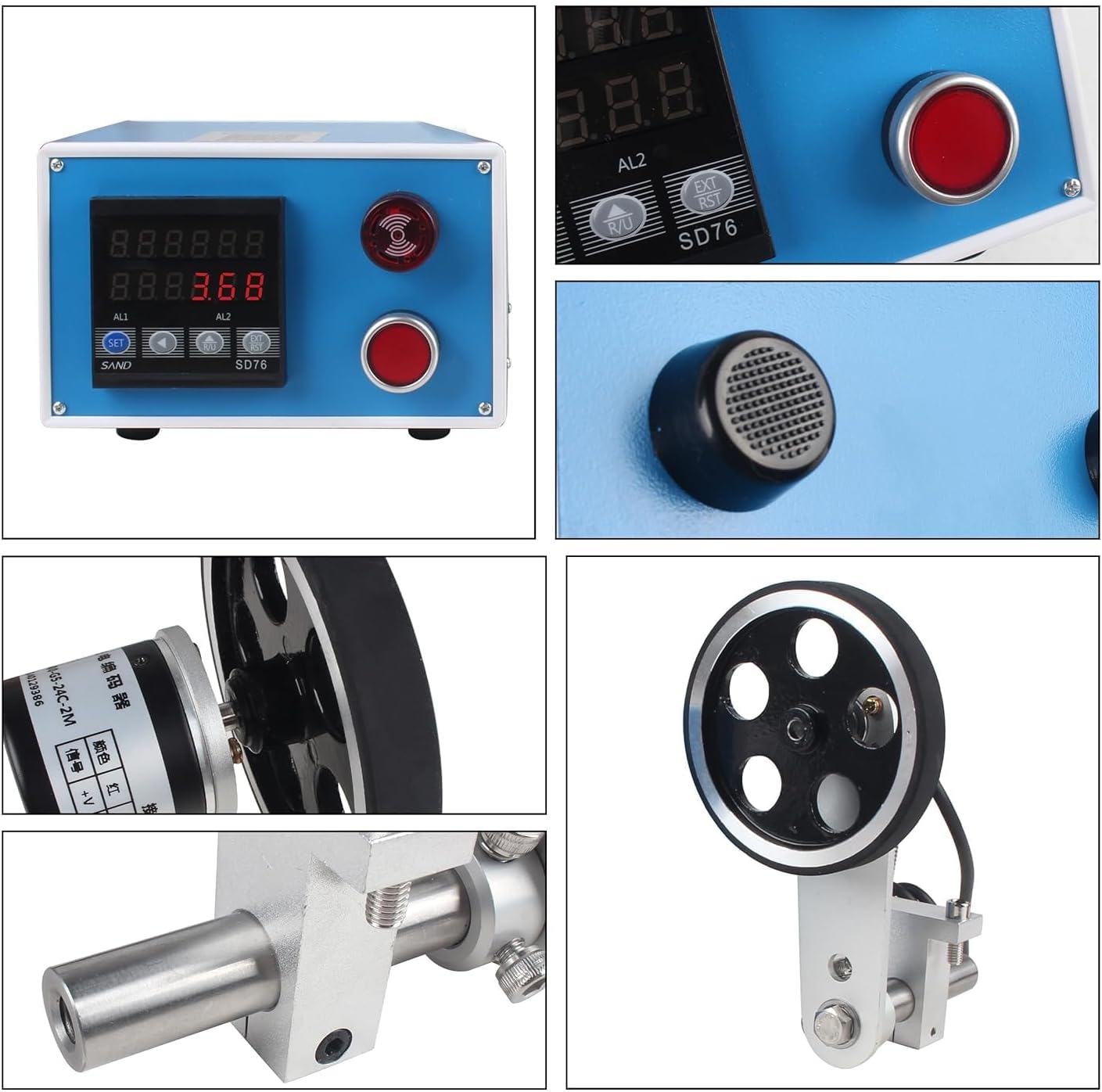 Digital Length Meter Counter, Encoder for Edge Banding Machine, Single Wheel/2 Relay Output, Support Alarm Settings, for Measure The Length of Conveyor Belts, Assembly Lines, Counting Machines