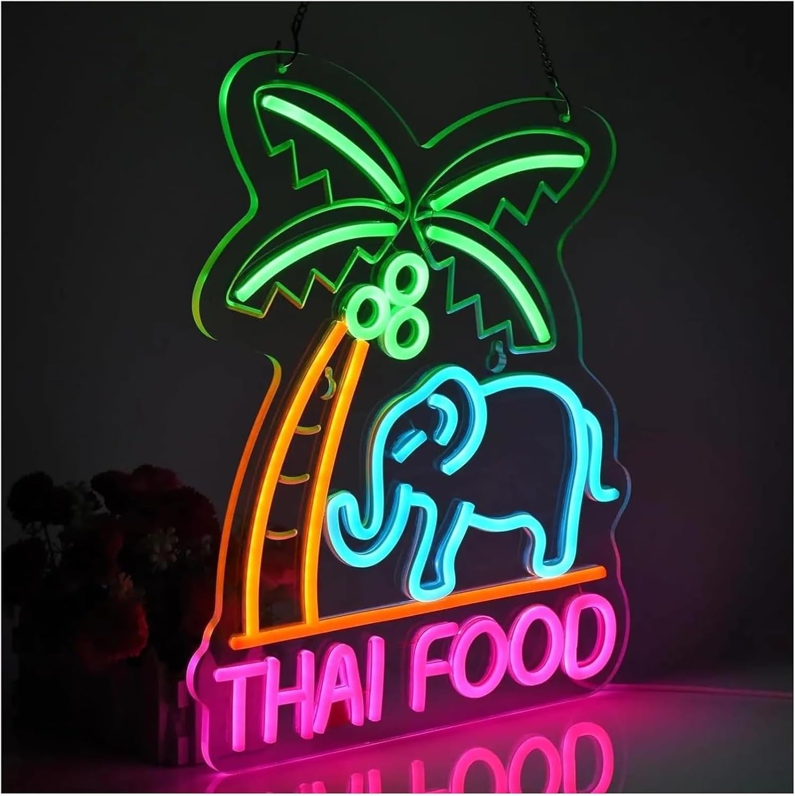 Panneau LED LED « THAI FOOD » pour un restaurant thaïlandais de cuisine, magasin d'alimentation d'Asie du Sud-Est