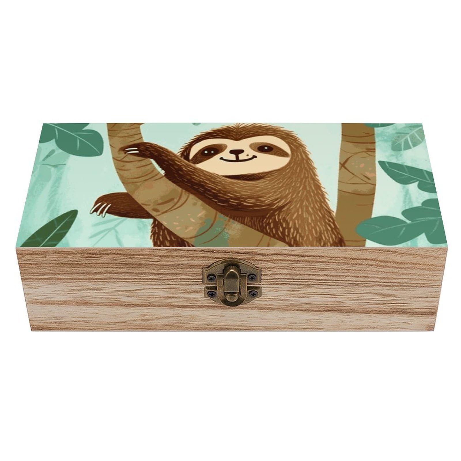 Wooden Storage Box Hug Tree Sloth Wood Gift Box with Hinged Lid Vintage Decorative Jewelry Boxes Memory Box for Jewelry Art Hobbies Home Storage Treasure Keepsake Gift 7.9''x3.9''x2.3''