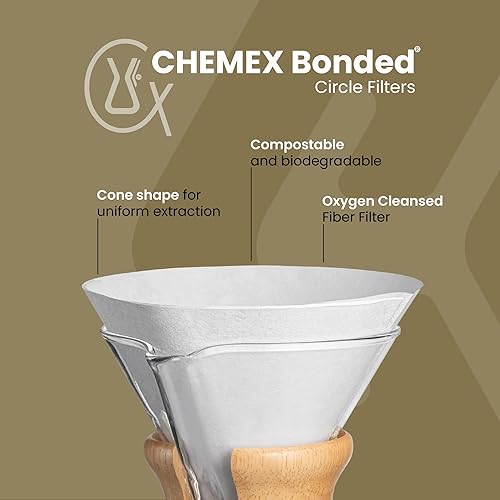 Miniatura 2 de Chemex - Filtros de café con 100 filtros Chemex preformados, Circular, Transparente