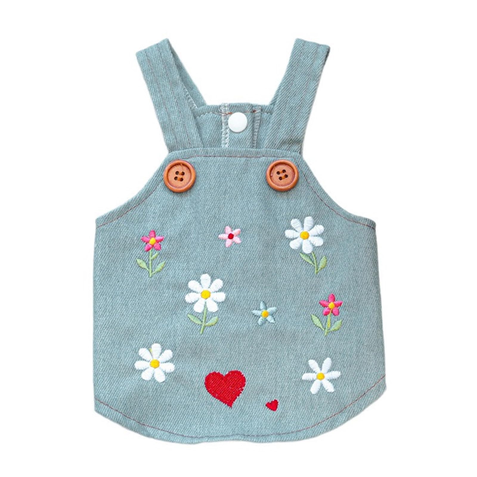 Dog Denim Vest Dress Cute Flower Puppy Vintage Jean Shirt Jacket Small Dog Girl Stylish Costume Chihuahua Yorkie Pomeranian Teacup Clothes Christmas