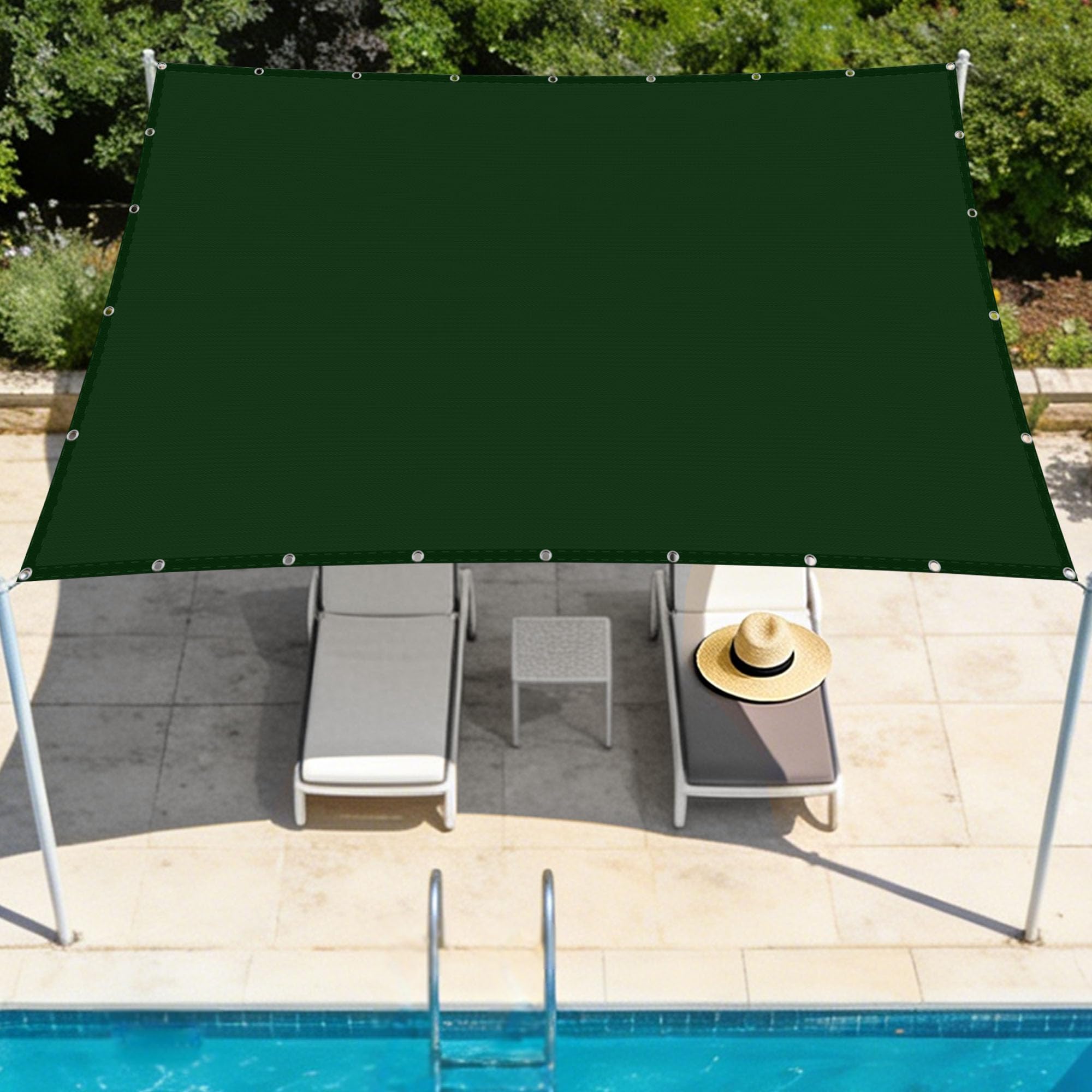 Toile d'ombrages extérieurs premium 6.5 x 7 m vert foncé haute densité