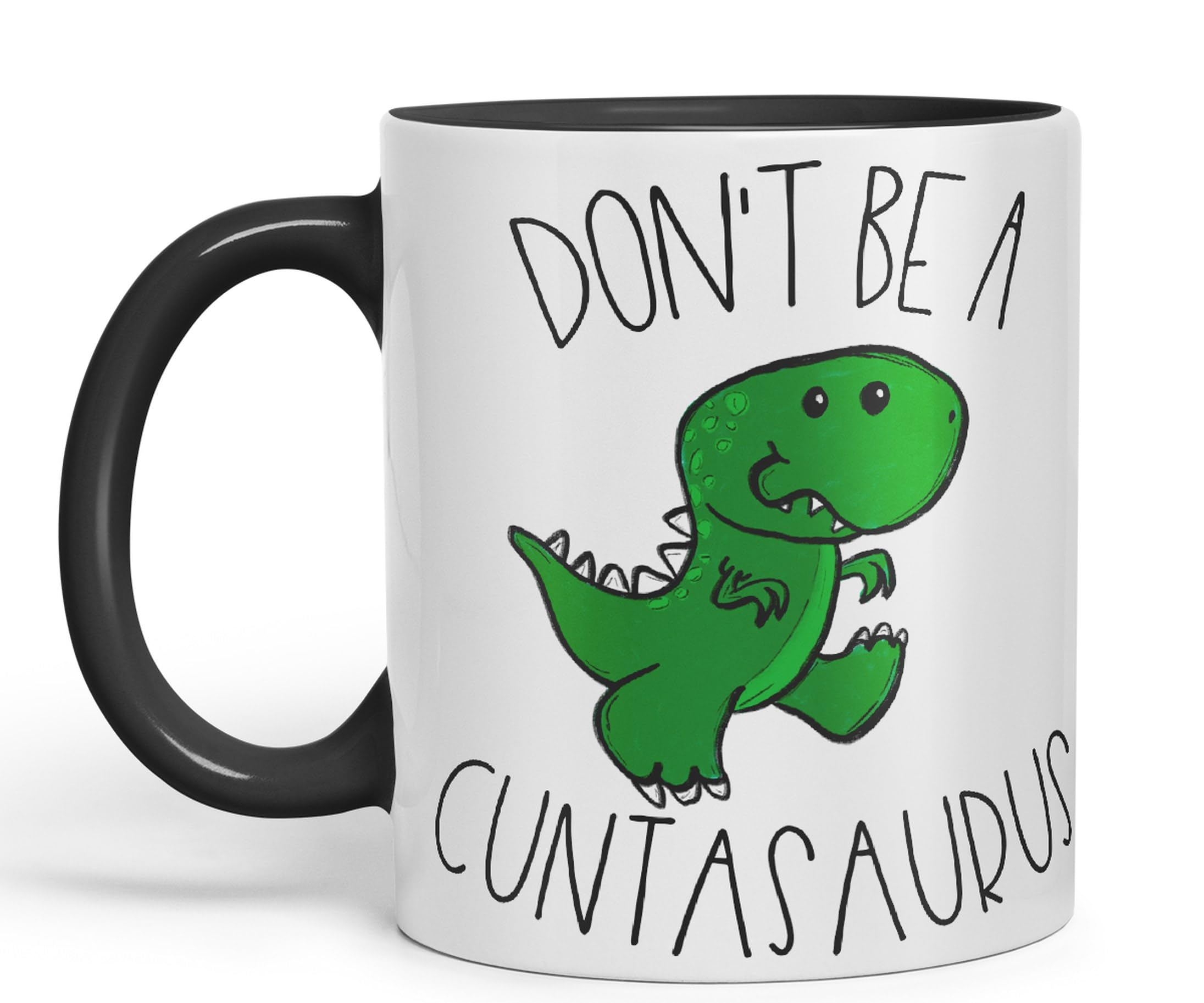 Vixar Don't Be A Cuntasaurus Dinosaur Mug, Sassy Sayings, Adult Humour Rude Funny Ceramic 330 ml Coloured Mug Cup Gift Tea Coffee Christmas Office Home Joke (Black)