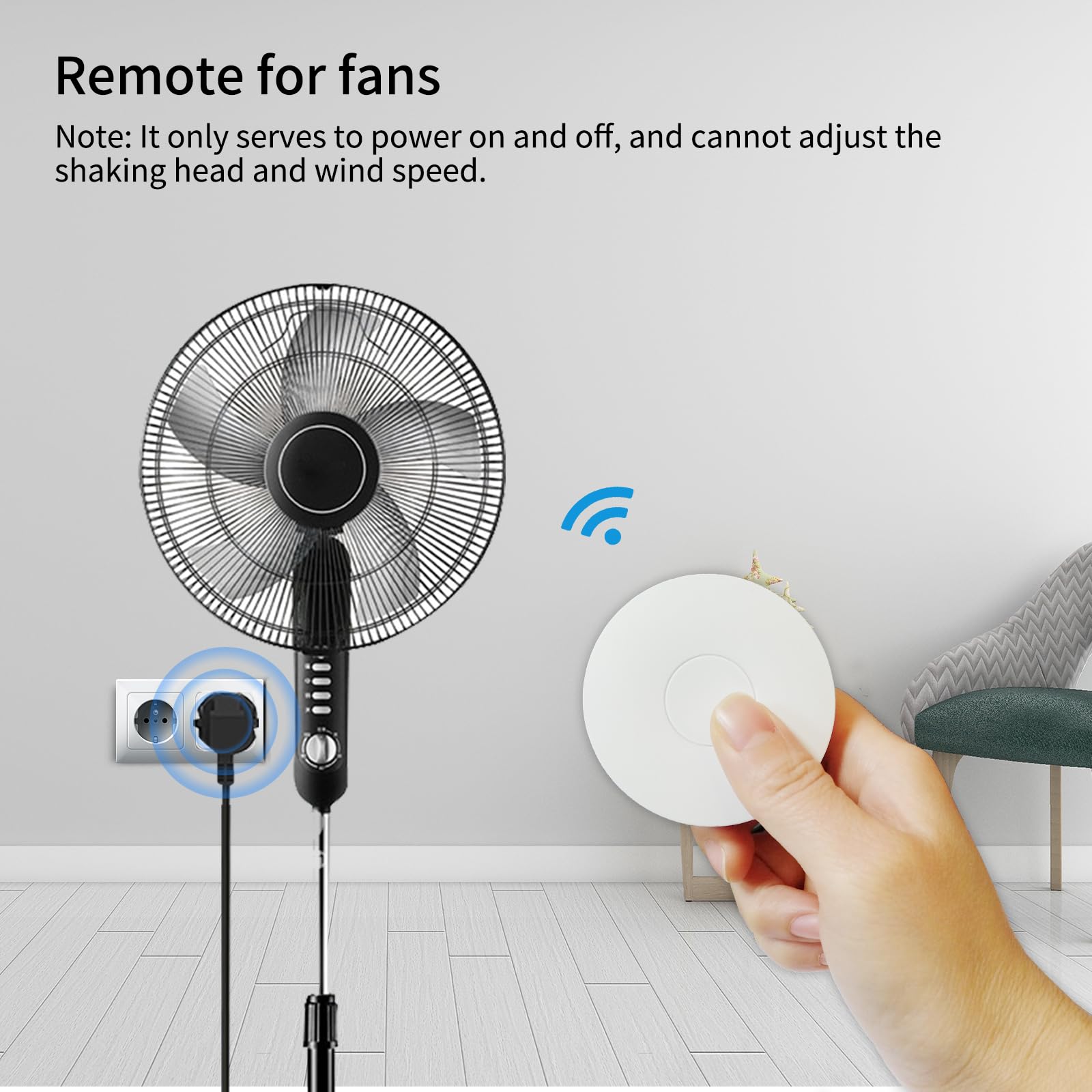 Smart presa con telecomando, kit senza batterie, 433 MHz, trasmettitore radio autocorrente, 100 m, 3500 W, interruttore radio per lampada/ventilatore/riscaldatore (2 bottoni, 1 socket)