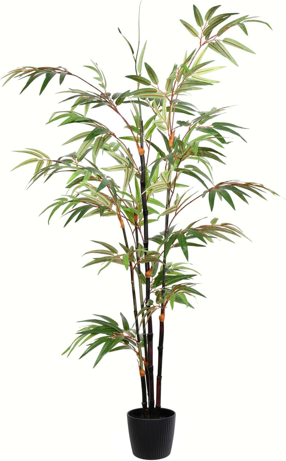 Vickerman 8' Artificial Potted Black Japanese Bamboo Tree - Faux Trees for Indoor Decor - 2334 Leaves, Maintenance-Free Artificial Tree - Black Plastic Planters Pot