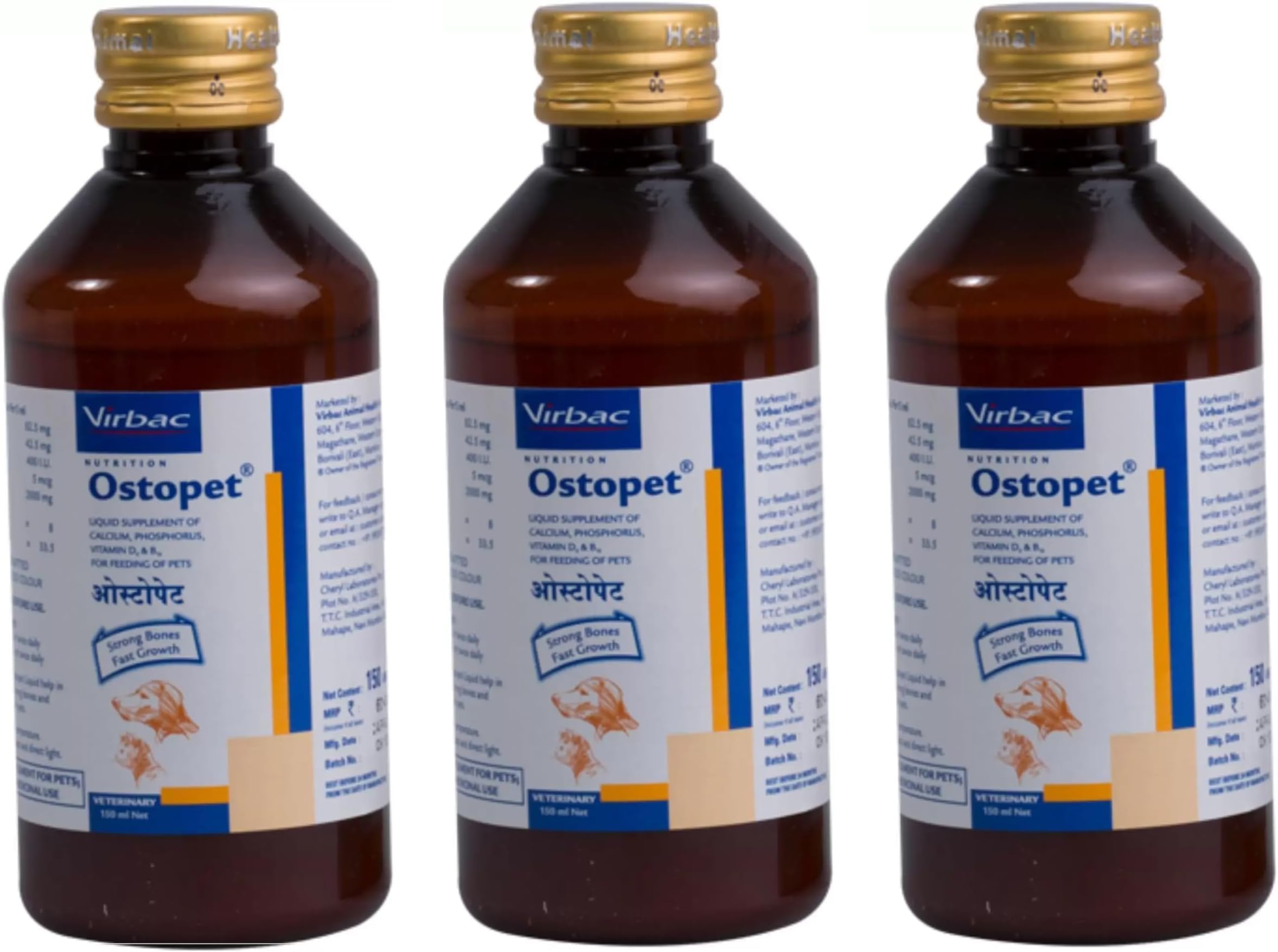 Ostopet 150ml Dog Health Supplement Omega3, 6 Vitamins (Pack of 3)