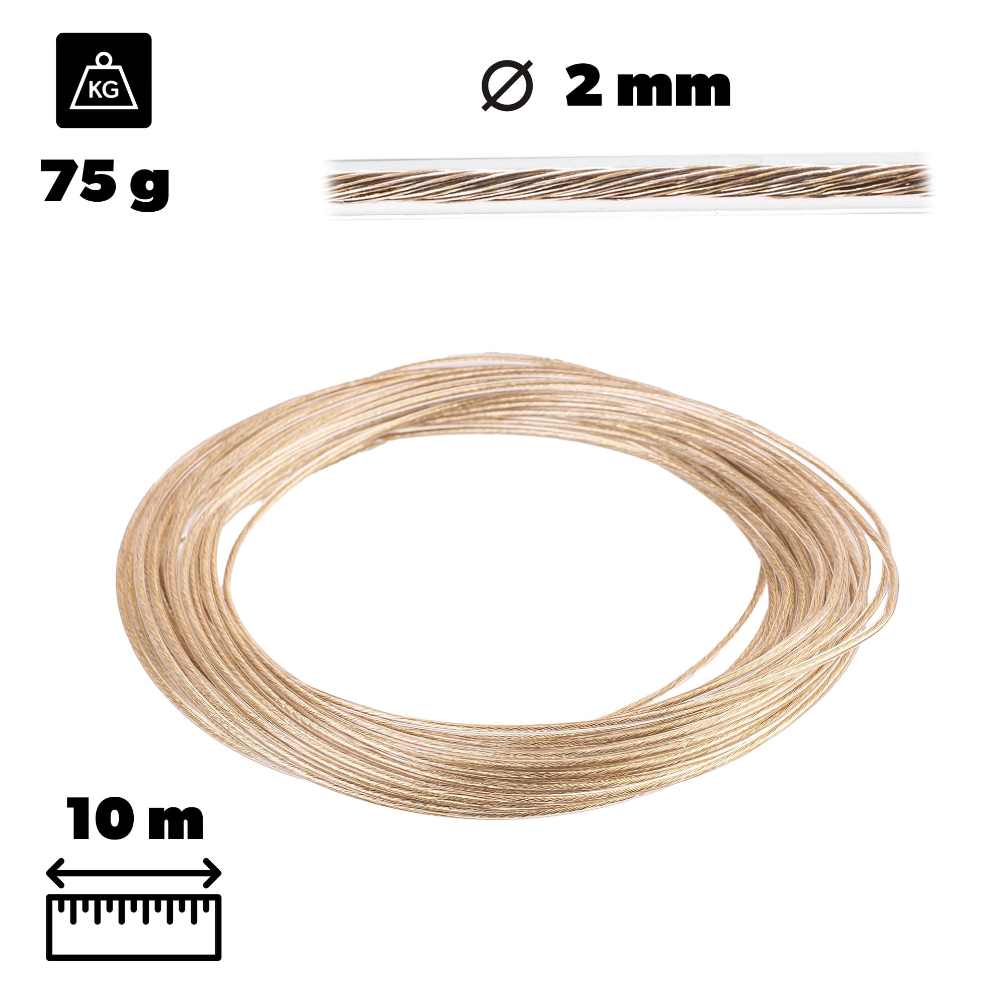 KADAX Linka do prania 10 m, 2 mm sznurek do prania ze stalowym rdzeniem i osłoną z tworzywa sztucznego, odporna na warunki atmosferyczne, linka do prania na balkon, do ogrodu i na kemping, bardzo