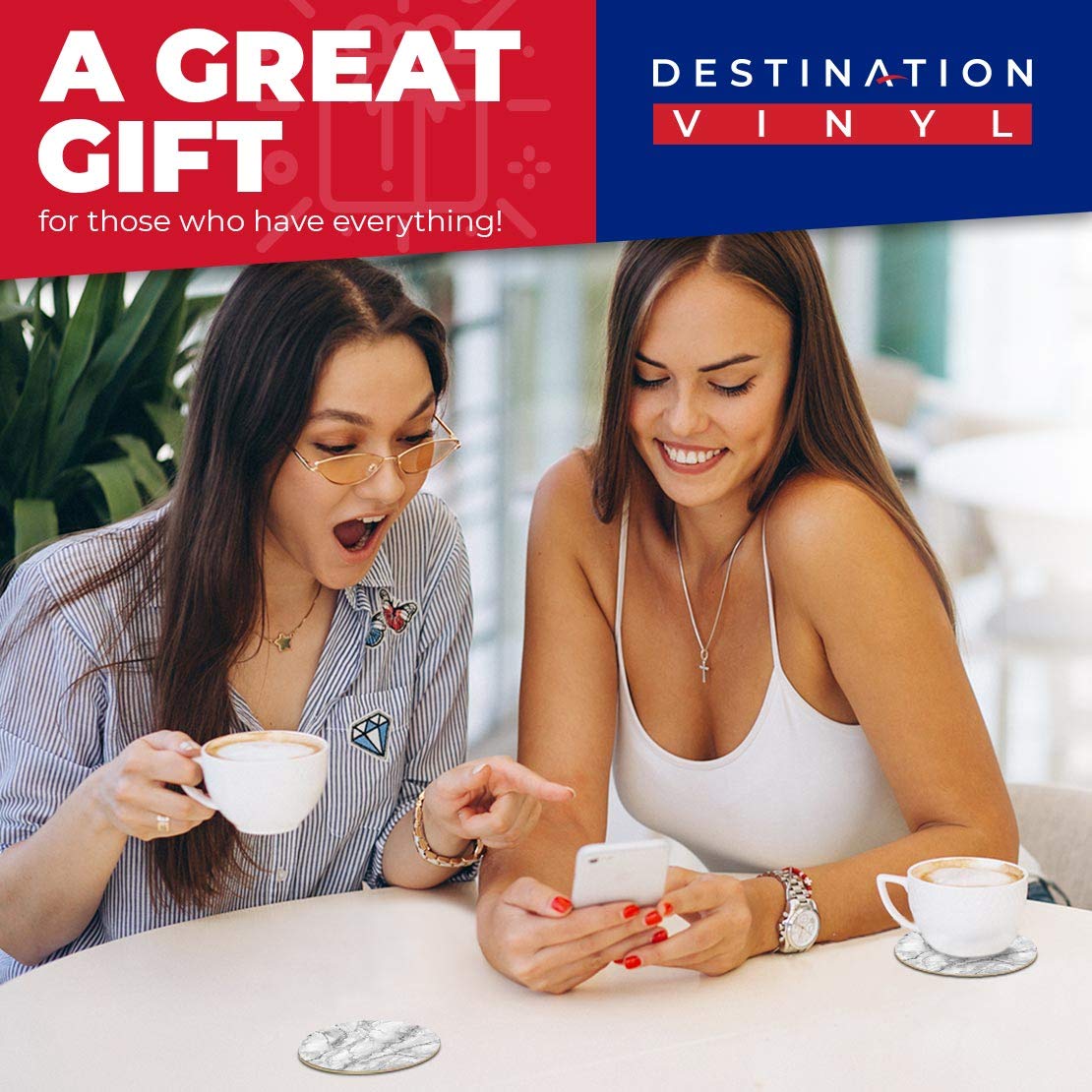 Destination 44835 - Set di 4 sottobicchieri rotondi in vinile con
