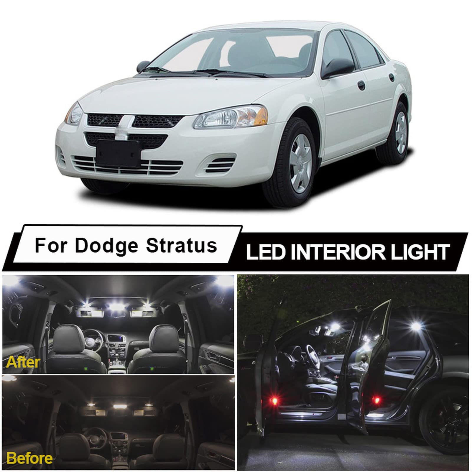 Ampoules de Lampe Automatique de Kit de lumière de Carte de dôme intérieur de LED de Canbus, pour des Accessoires d'éclairage de Voiture de véhicule de berline 1995-2006 de coupé de Dodge Stratus