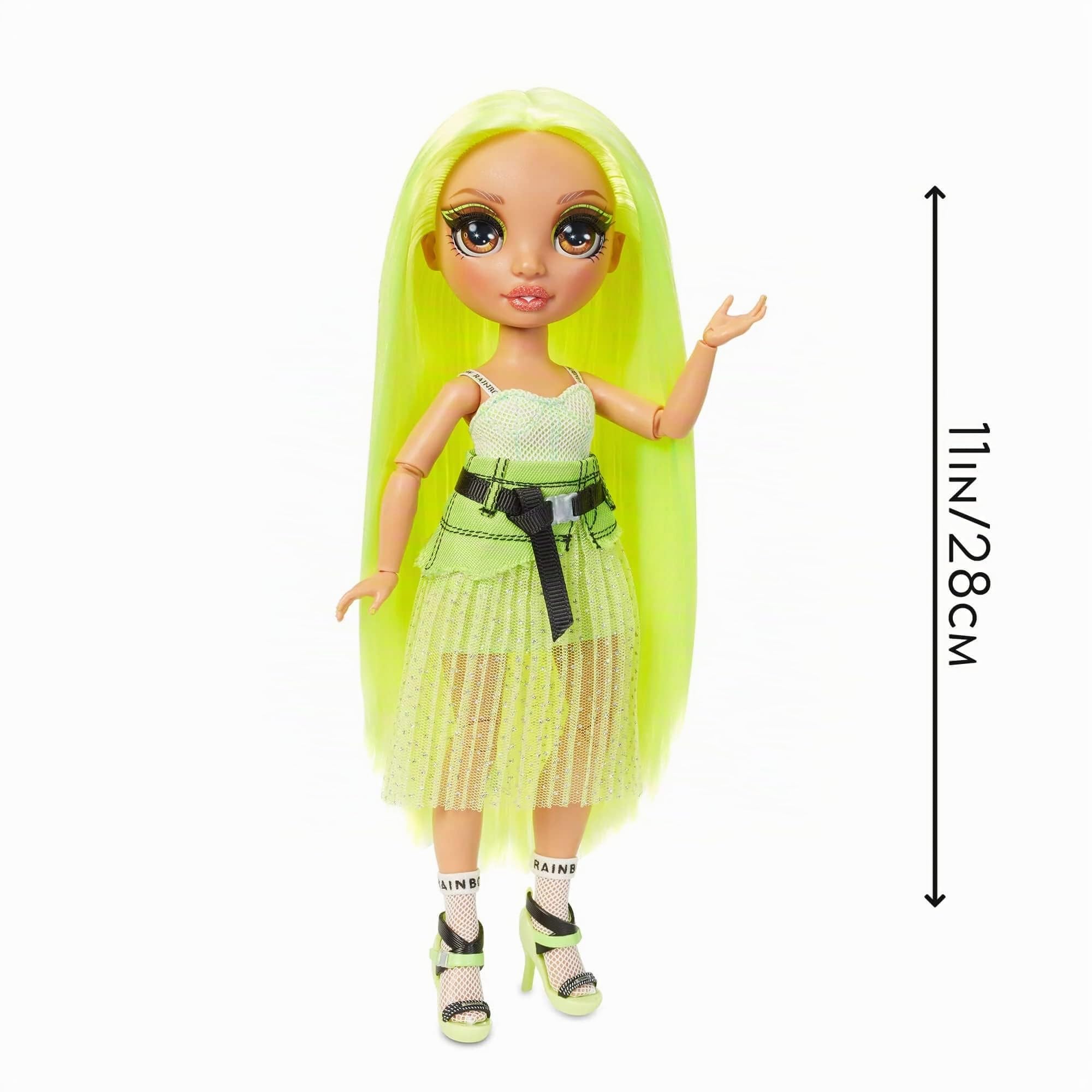 Rainbow High Fashion Doll - Karma Nichols - Neon Puppe mit Luxus-Outfits, Accessoires und Puppenständer Series 2 - Geschenk für Mädchen ab 6+ Jahren