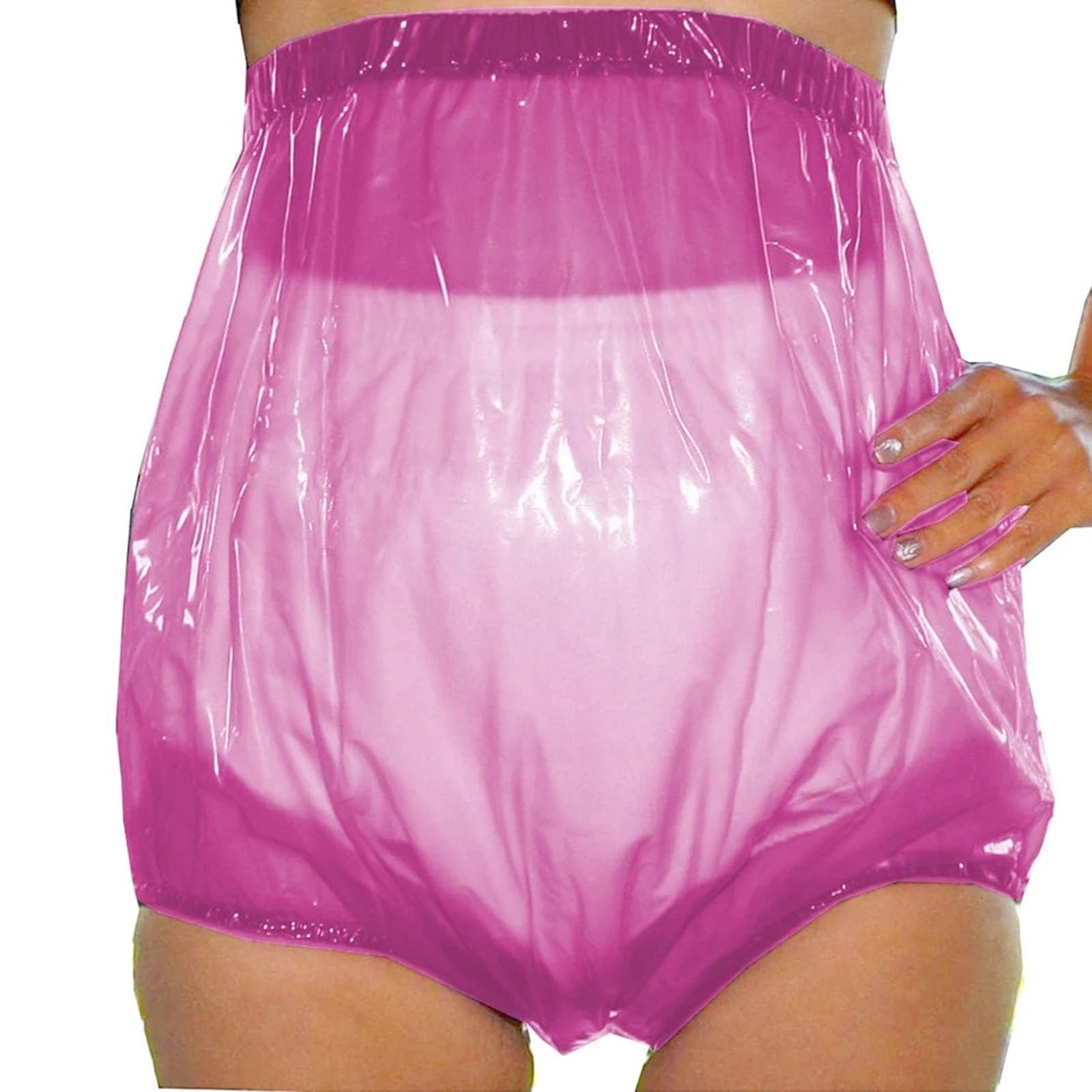 Pañal Impermeable para Adultos, Pantalones De Plástico De Cintura Alta, Bragas A Prueba De Fugas, Lavables Y Reutilizables, Ropa Interior para IncontinenciaPink,L