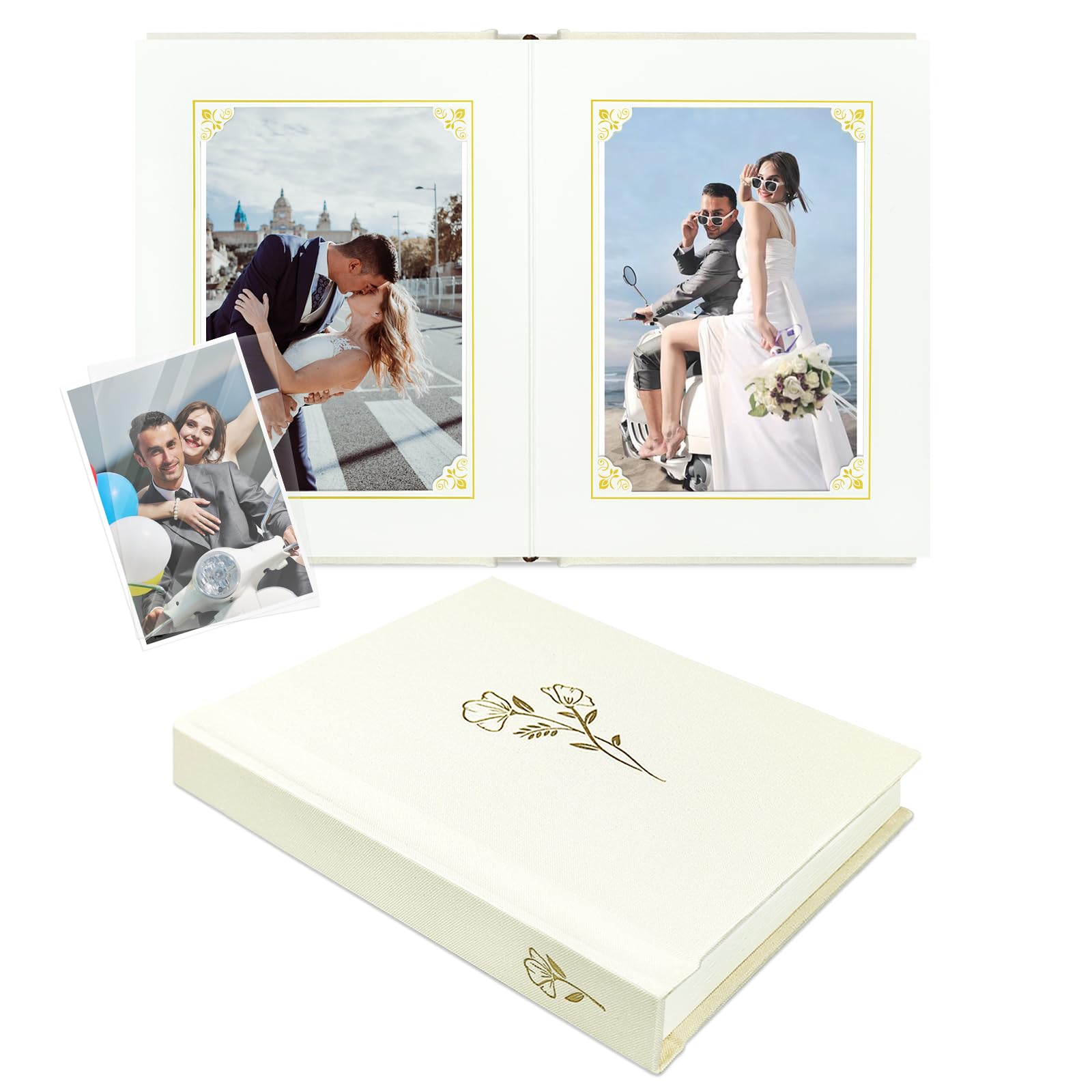 Album photo 10x15 cm beige en lin avec mémo pour souvenirs