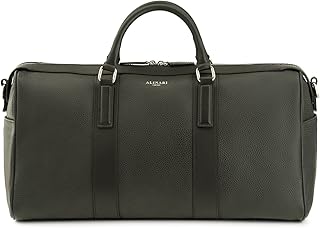 Borsone da Viaggio e da Palestra - In Vera Pelle di Vitello - Borsa grande da Uomo e Donna (Nero)