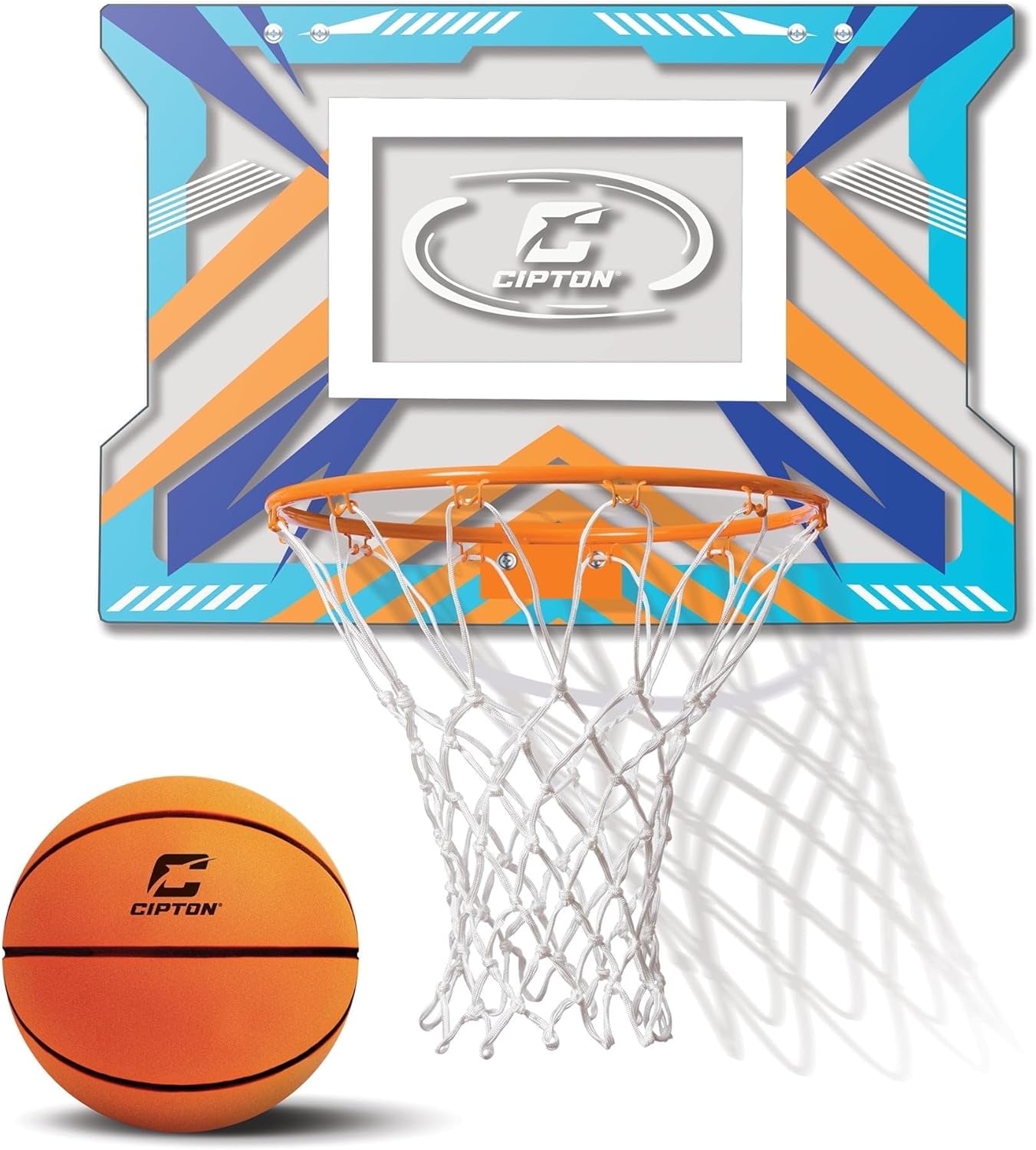 Cipton Silent Mini Basketball Hoop Set – Indoor Over-the-Door Hoop with Noise-Reducing Acrylic Backboard & Soft Mini Basketball, Quiet Play for Kids & Adults