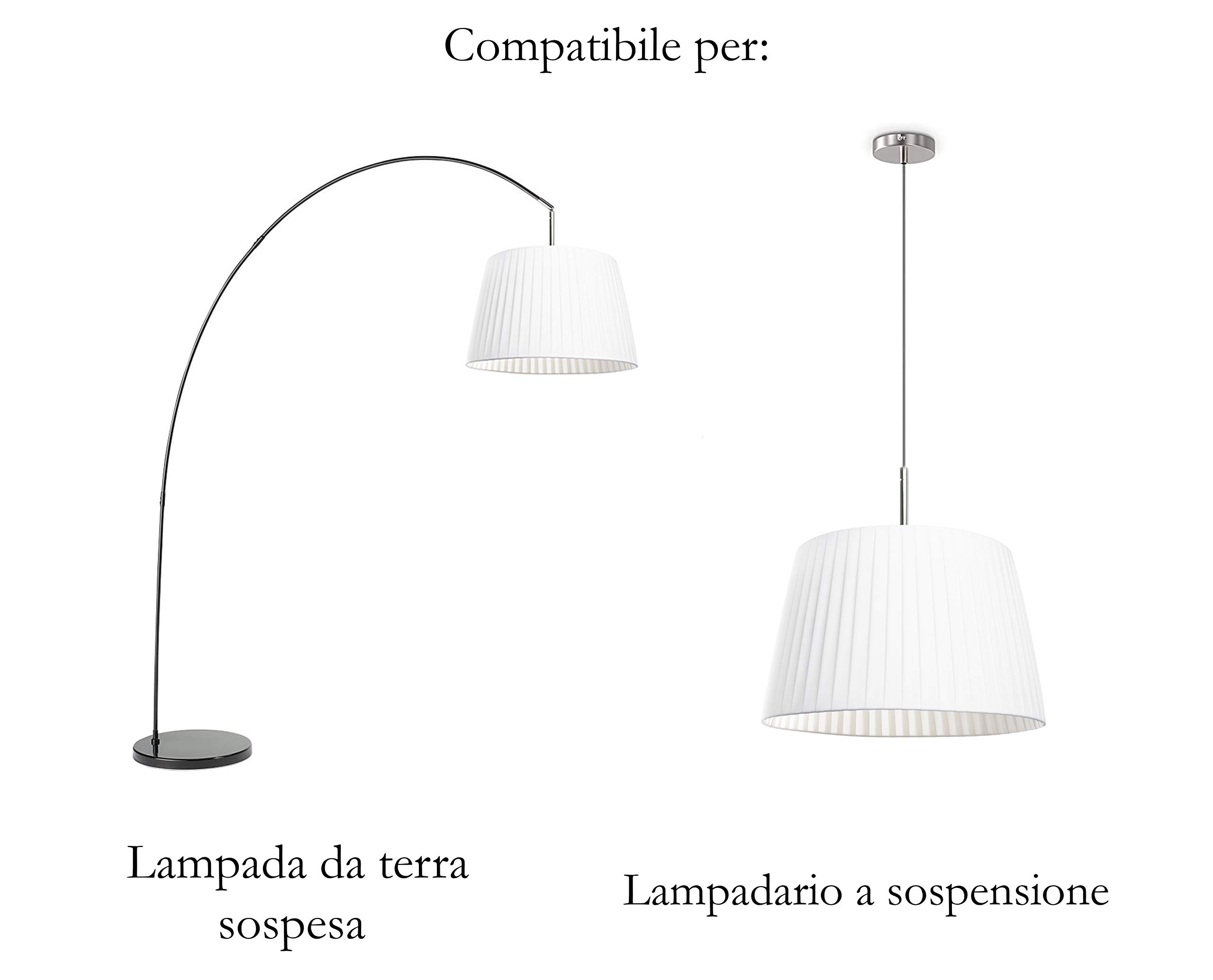 Paralume per lampada da terra ad arco e per lampada a sospensione in 12 colori interamente fatto a mano (Bianco, 35cm (attacco E27))