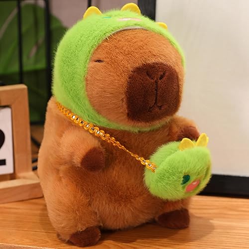 Miniatura 3 de Muñeca de peluche suave de Capibara, juguetes de peluche de Capibara con sombrero de dinosaurio y bolso, muñeca acogedora, regalo para niños y