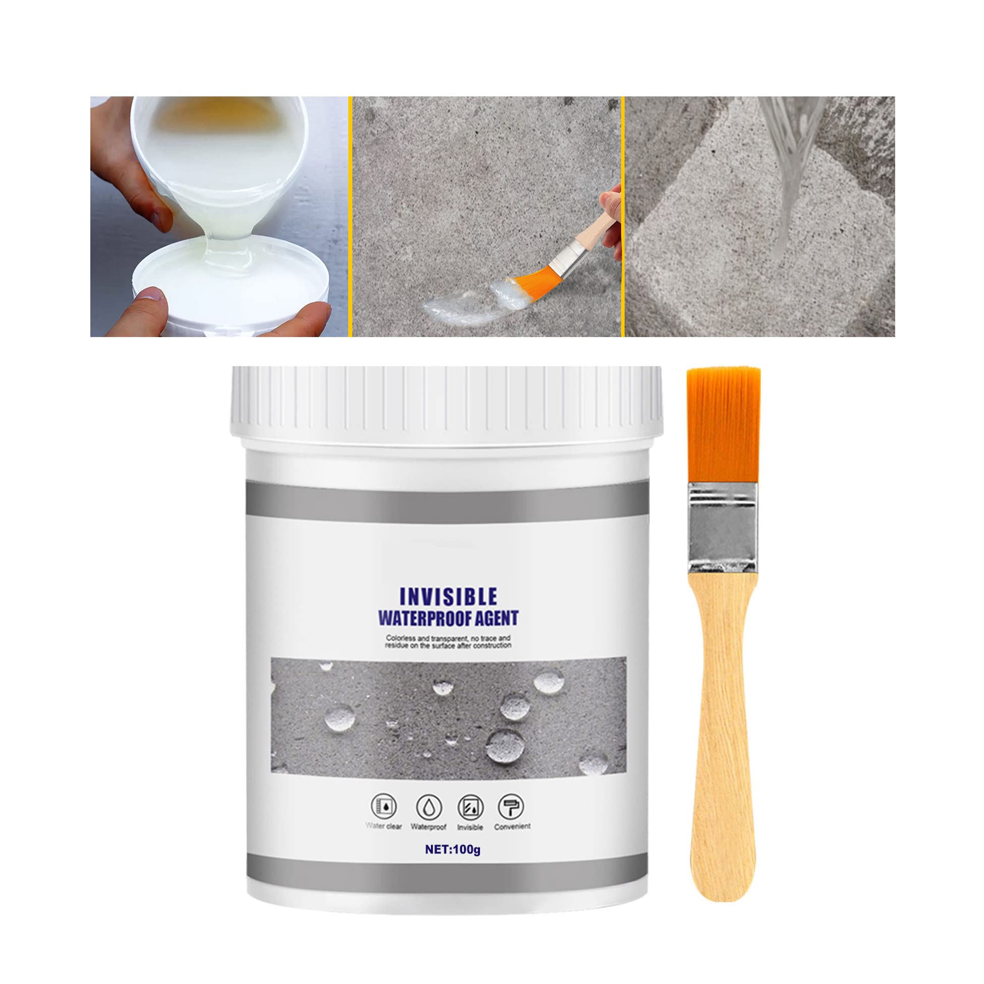 XIRUJNFD Clear Silicone Sealant Waterproof, Invisible Waterproof Sealant, Clear Silicone Sealant Waterproof, Repair Leaks Anywhere In Seconds (100g,1Pcs)