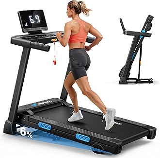 MERACH Foldable Treadmill with Incline, Treadmills for Home for Heavy People, 0.8-12 km/H Walking Pad Treadmill for Home & Office, Save Space, LED Display & Fitness App
