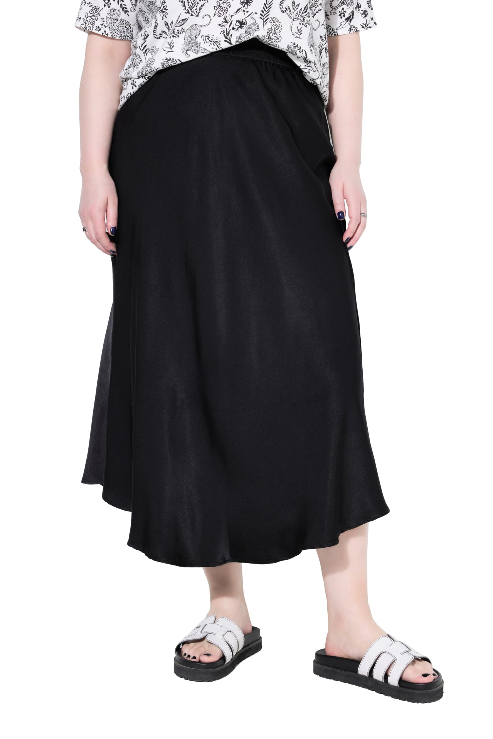 Studio Untold Damen große Größen Übergrößen Plus Size Midirock, A-Line, schimmernder Satin 840683