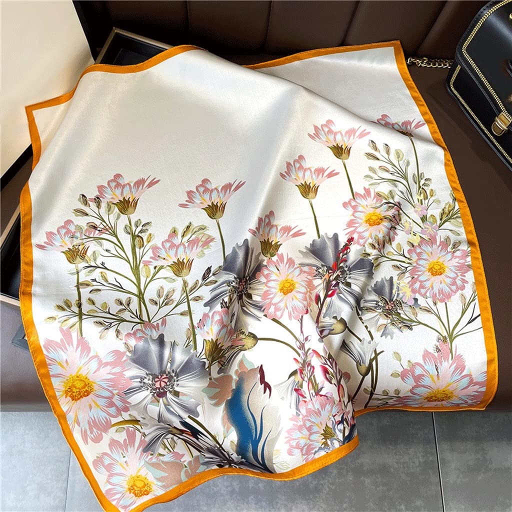 Bufanda Estampada Cuadrada pequeña de Seda de Morera 100% Pura for Mujer, pañuelo for el Cuello, pañuelo for la Cabeza, 21 x 21 Pulgadas