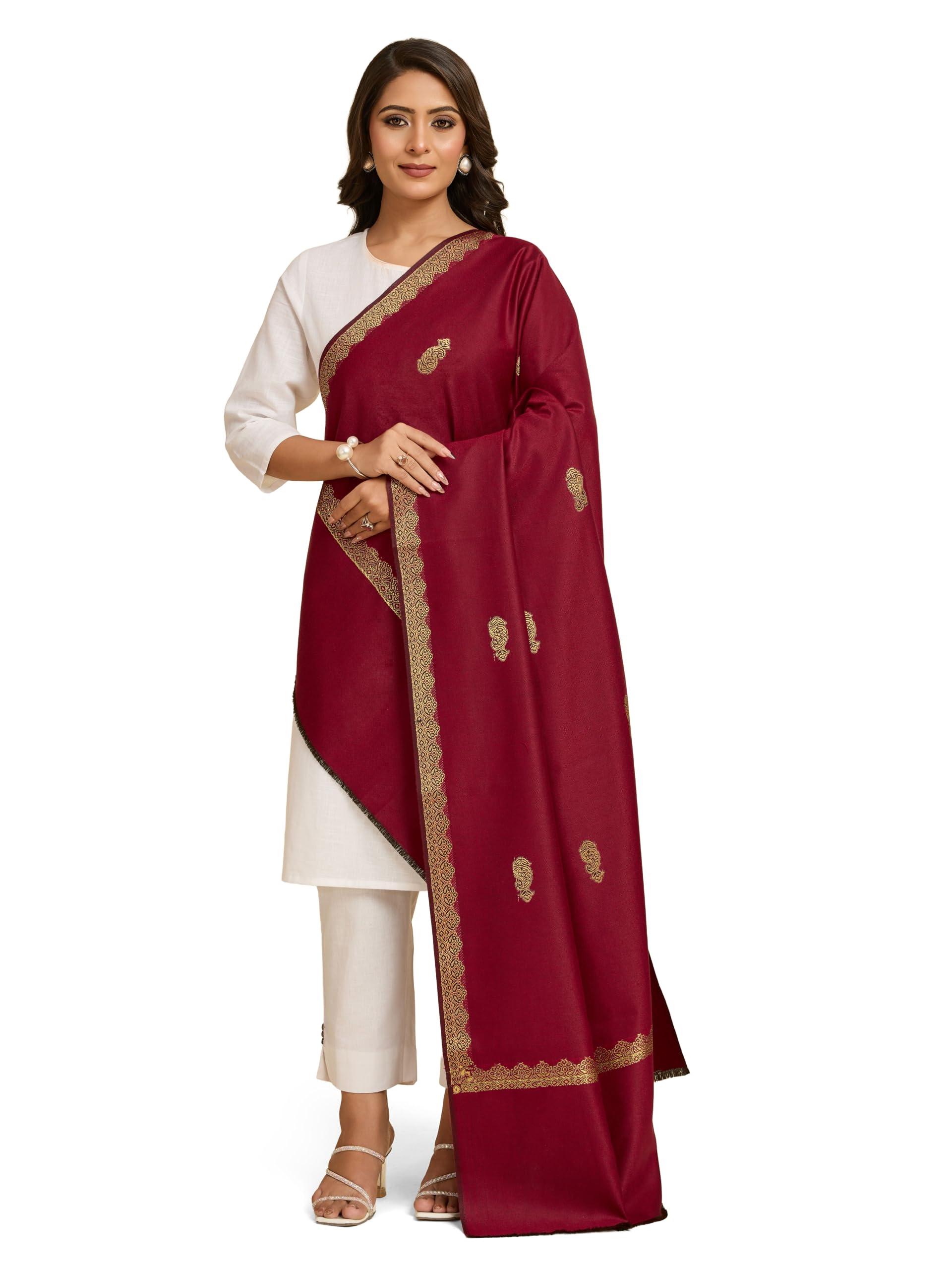 Weavers Villa - Women's Beautiful Maroon Shawls, Stoles