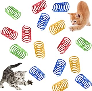 JEOPKO 28 Pcs Cat Spring Toy, Cat Toys,Colorful Spring Cat Toys BPA Free Durable Cat Springs to Kill Time and Keep Fit for Swatting, Biting, Hunting Kitten Toys,(red, Yellow, Blue, Green)
