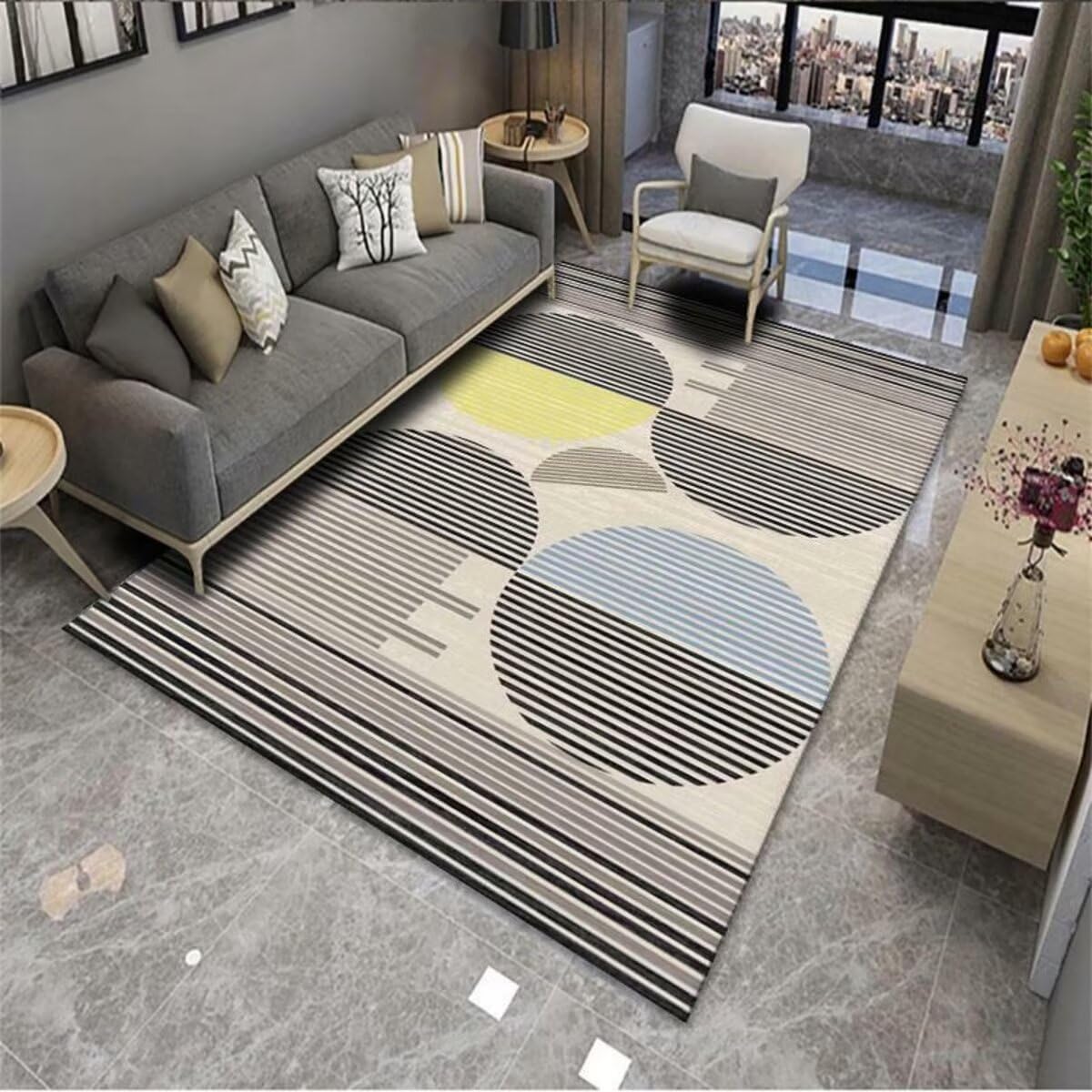 Tapis Lavable en Machine Salon Tapis Rose Tapis de Salon Multicolore Simple Accessoires de Chambre rectangulaires antidérapants Tapis De Couloir Long 200X260CM