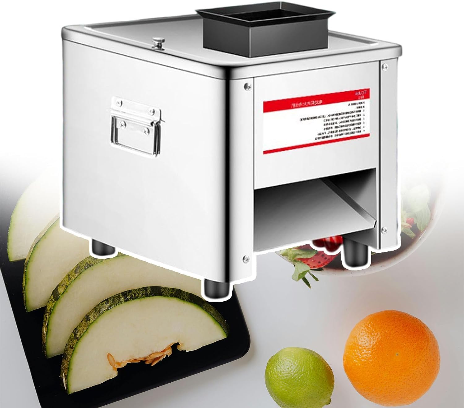Commercial/Household Stainless Steel Meat/Vegetable Slicer, Butchery Slicer, Can Cut, Shredd, Dice, with Non-Slip Silent Floor Mats,21mm,10mm