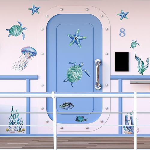 Miniatura 4 de Xuhal 22 calcomanías magnéticas de tortuga marina luminosas para nevera, crucero, barco, decoración de puerta de auto, calcomanías magnéticas que