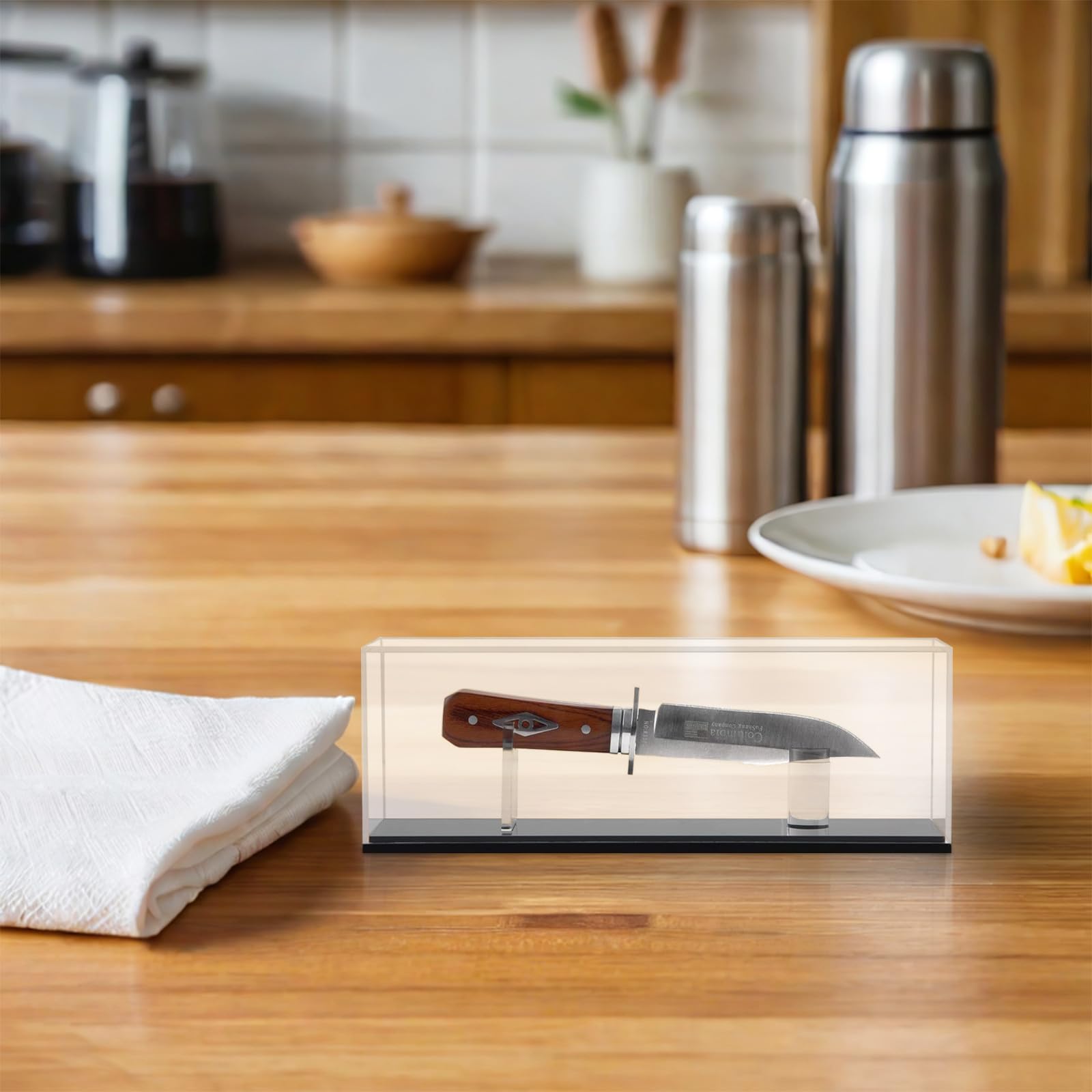 Housoutil Acrylique Présentoir Couteaux de Collection Pliable pour Table