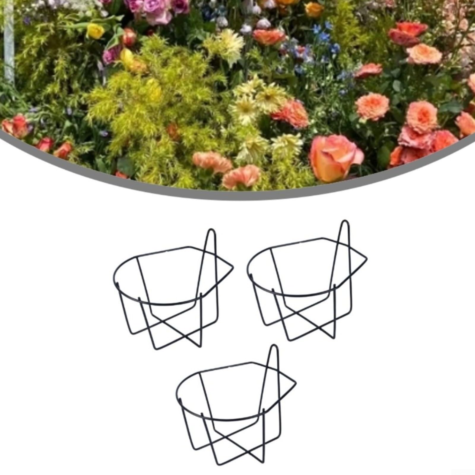 Juego de 3 soportes de pared de hierro negro para macetas, Polisheh de forma segura, perfectos para balcón, jardín y decoración de interiores