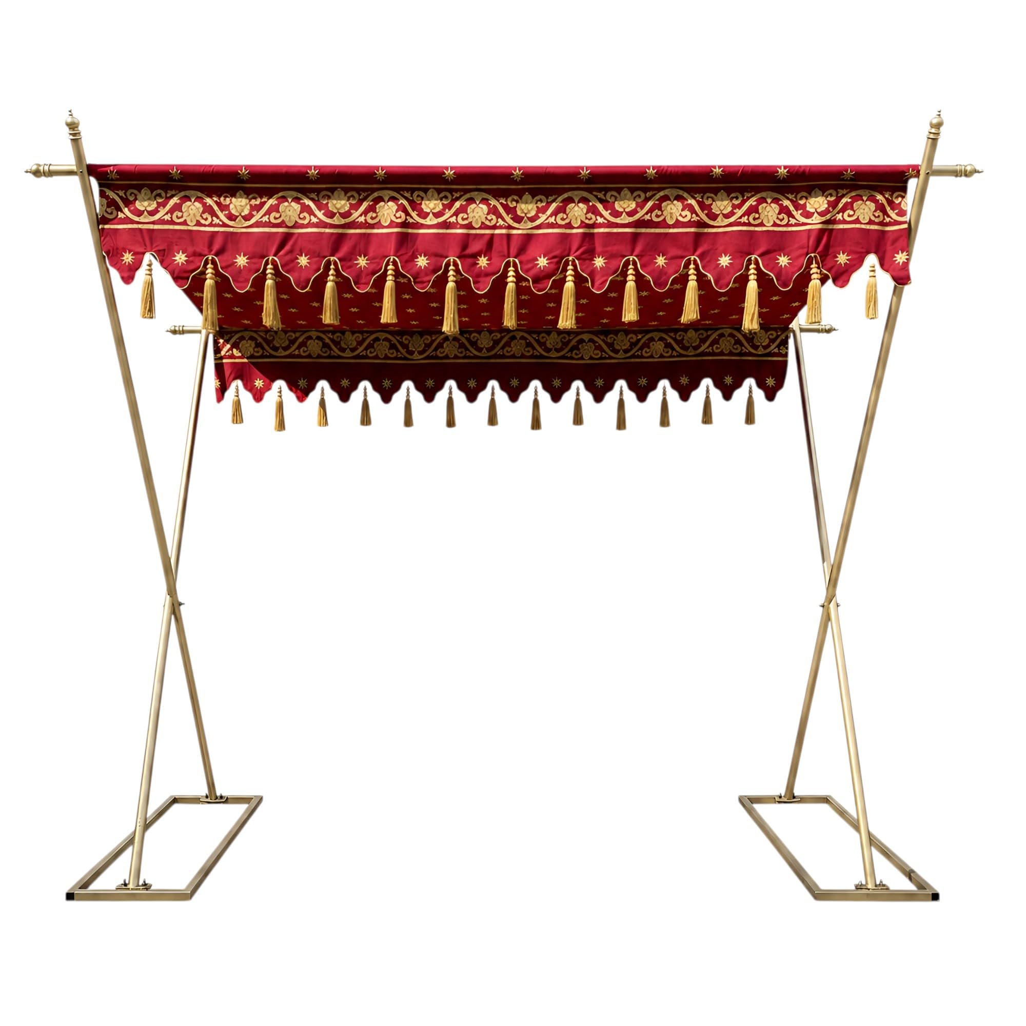 10x20 FT Royal Red Decorative Canopy with Gold Brass Finish Frame, Premium Fabric Wedding Entrance Canopy for Events, Mandap, Hotel, Banquet & Festive Decorations-image-8
