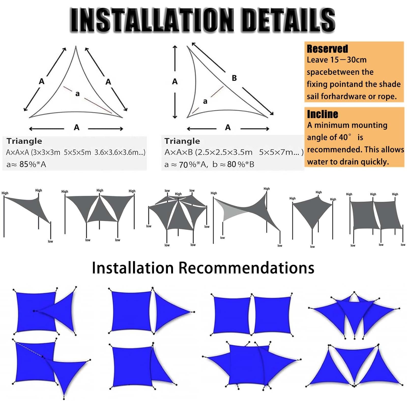 Żagiel Przeciwsłoneczny 195 x 195 x 195 cm HDPE Z 90% Filtrem Uv, Oddychająca, Z Luźną Liną Trójkątny Żagiel Przeciwsłoneczny, Zadaszenie Zewnętrzne Na Patio, Podwórko, Żółty
