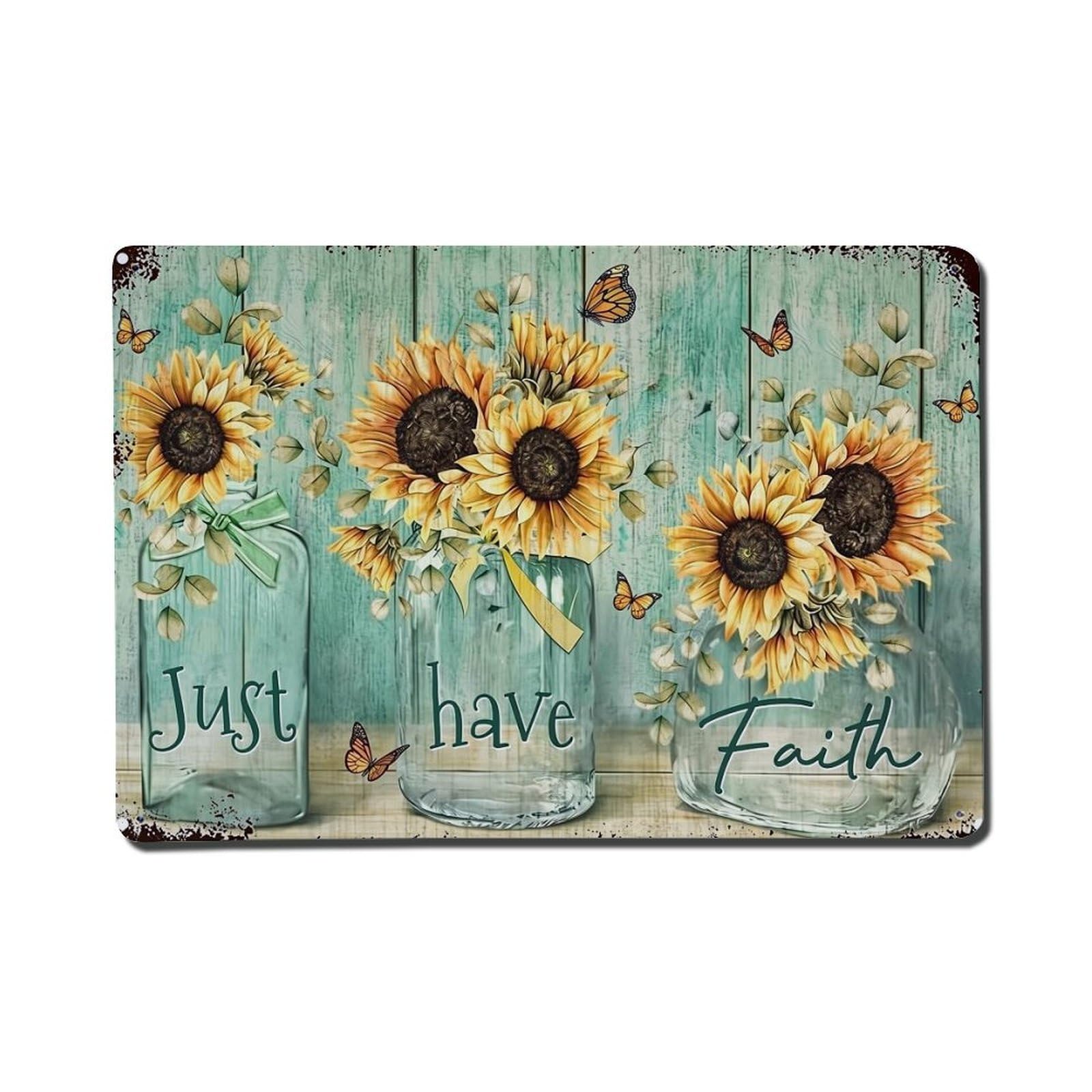 Nestemfo Vintage Sunflowers In Glass Jars Tin Sign Metal Sign, Living Room,Bar, Home, Bedroom Wall Decor,Retro Metal Poster 8X12 Inches