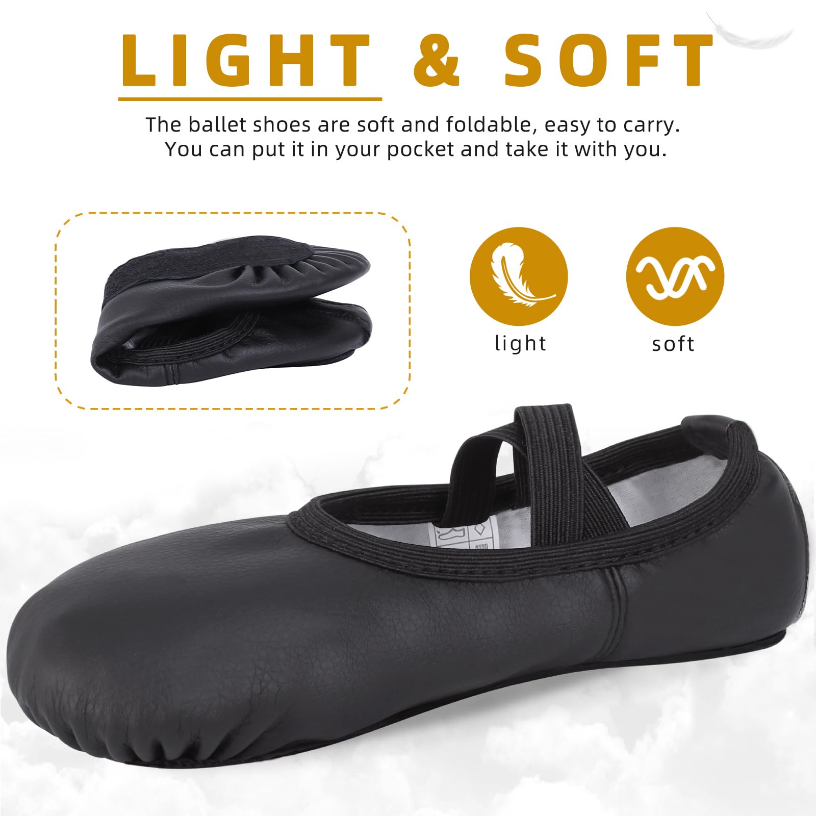 Acfoda Zapatillas de Danza PU-Cuero Zapatos de Ballet Suela Completa Calzado Gimnasia Ritmica para Niña y Mujer 22-43 EU