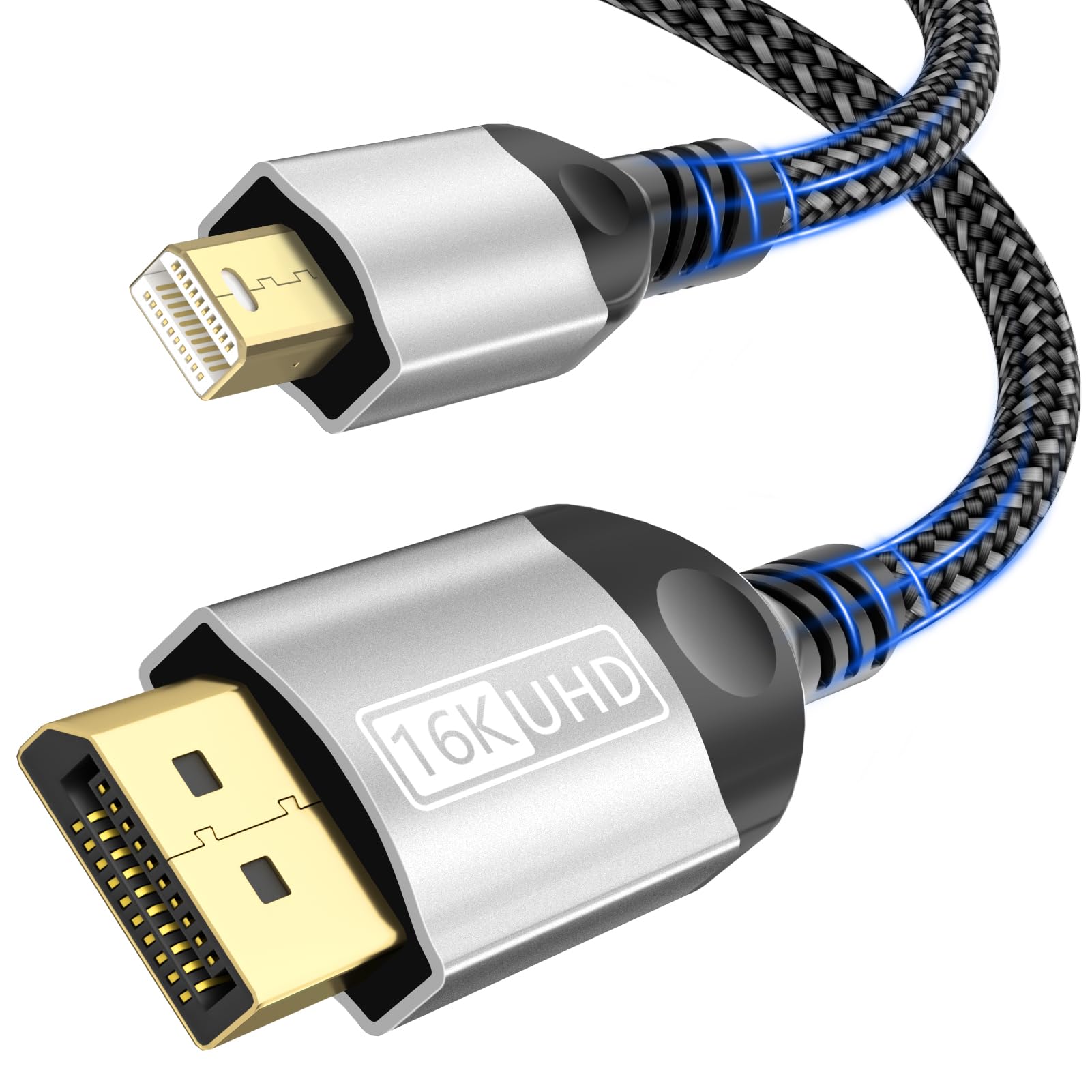 16K Cable Mini DisplayPort a DisplayPort 2.1, 2M 16K@60Hz 8K@144Hz 4K@240Hz, Cable Mini DP a DP 2.1 para HDR G-Sync FreeSync DSC1.2, Gaming Laptop,MacBook,Monitor,NUC
