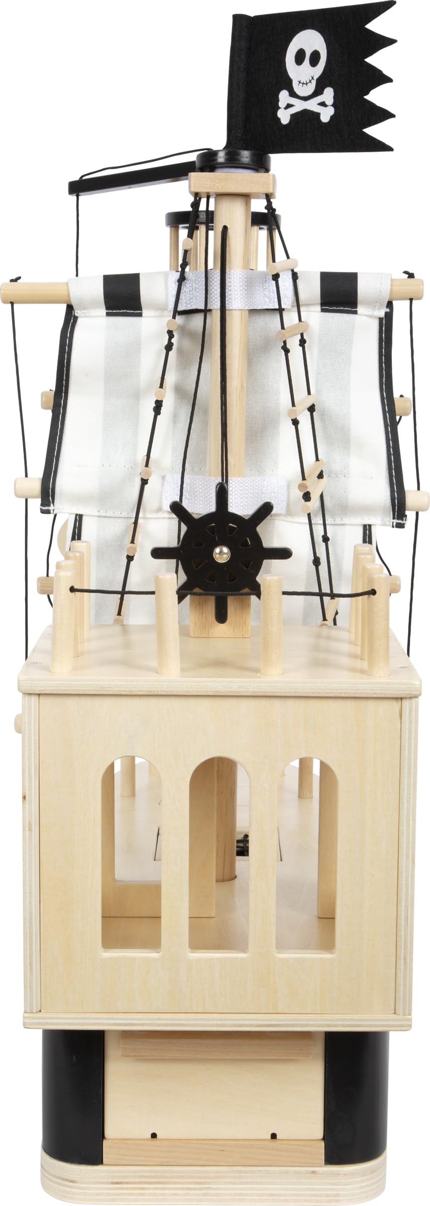 small foot Barco Pirata para muñecas Flexibles de Madera, Gran Barco de Juguete con Accesorios y Funciones, 12411