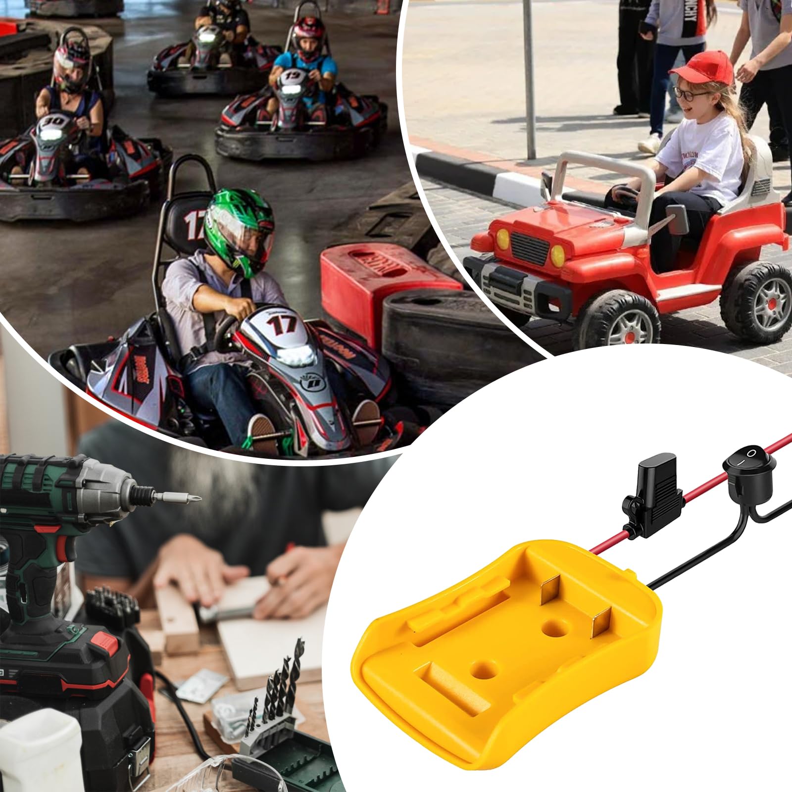 2 adaptadores Power Wheel para batería Dewalt de 18 V/20 V, adaptador de batería, conector de carga de 12 AWG con fusible e interruptor, kit de conversión de batería, adaptador de batería seguro para