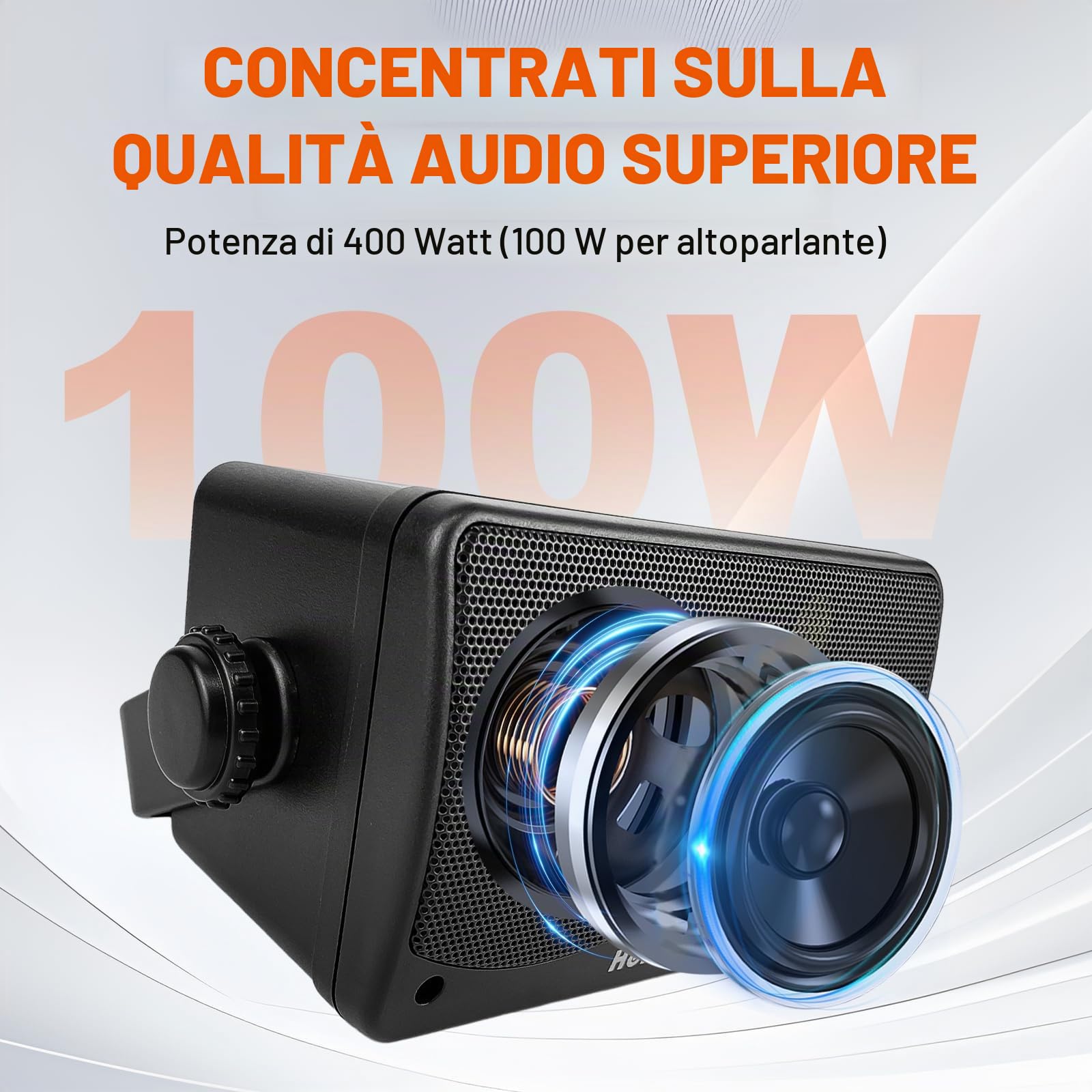 Herdio Altoparlanti Bluetooth da esterno da 3,5 pollici e 400 Watt, cablati, impermeabili, con bassi potenti, da montare a parete, per terrazza, giardino, veranda, interno, 4 pezzi, neri