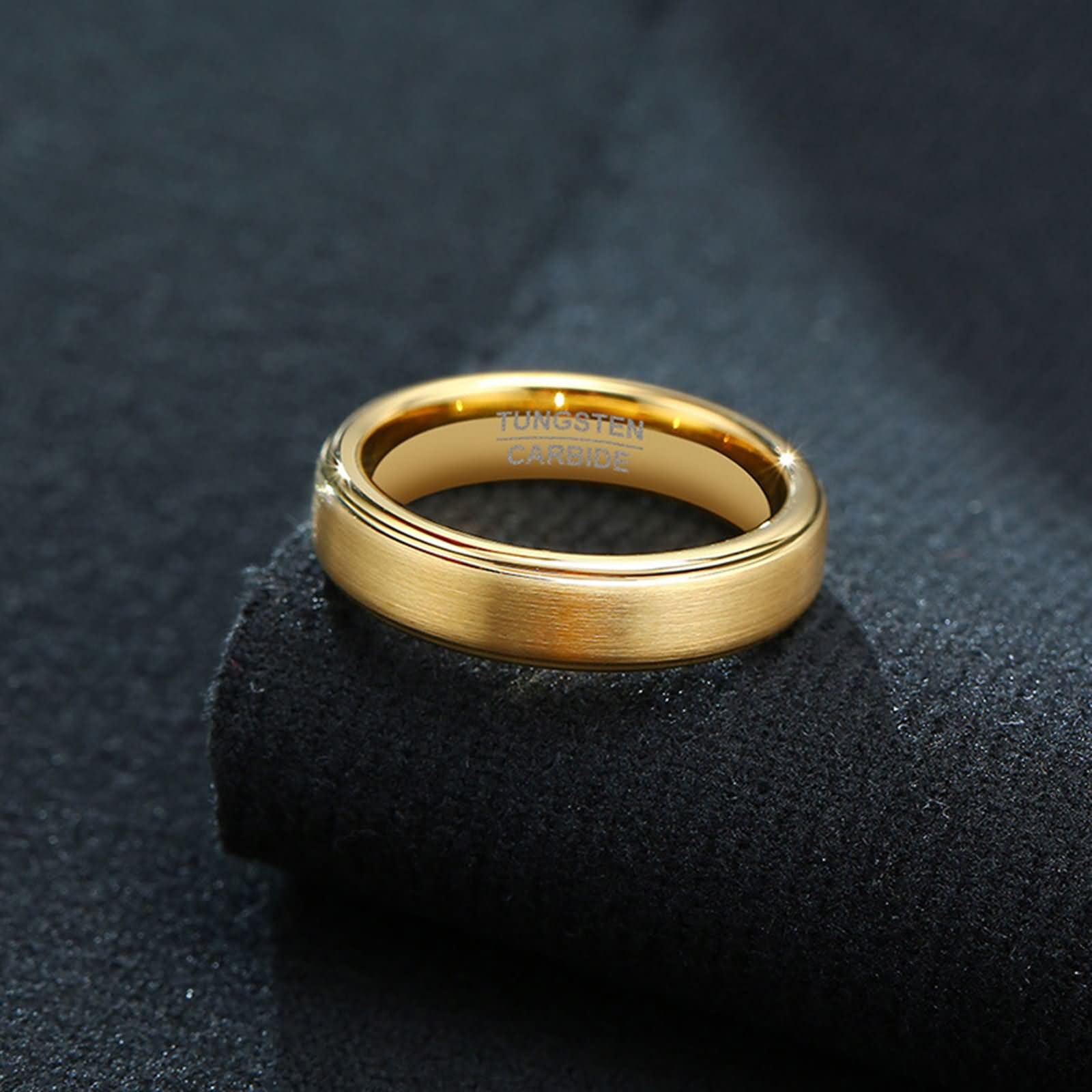 Daesar - Anillo Pareja Grabado,5MM Anillo Oro con Redondo Mate Anillo Compromiso Hombre Tungsteno