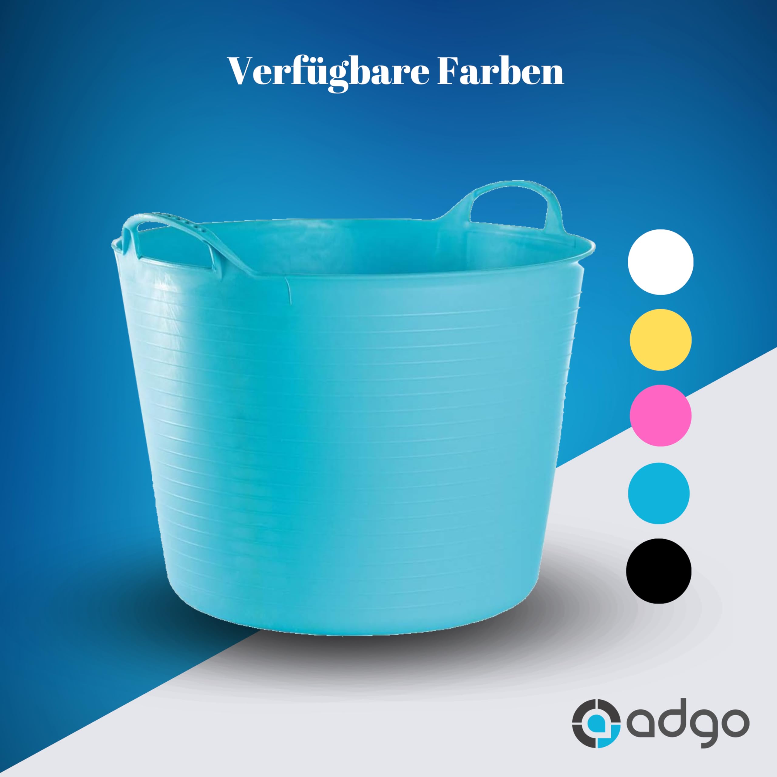 Container Bucket Basket Flexible Flexi Multifunctional, Ecurie, Jardin, Garage, Alimentation Animale, Stockage, Transport, Arrosage, Lavage, Résistance 120 kg, 44x33x35cm 42L Turquoise